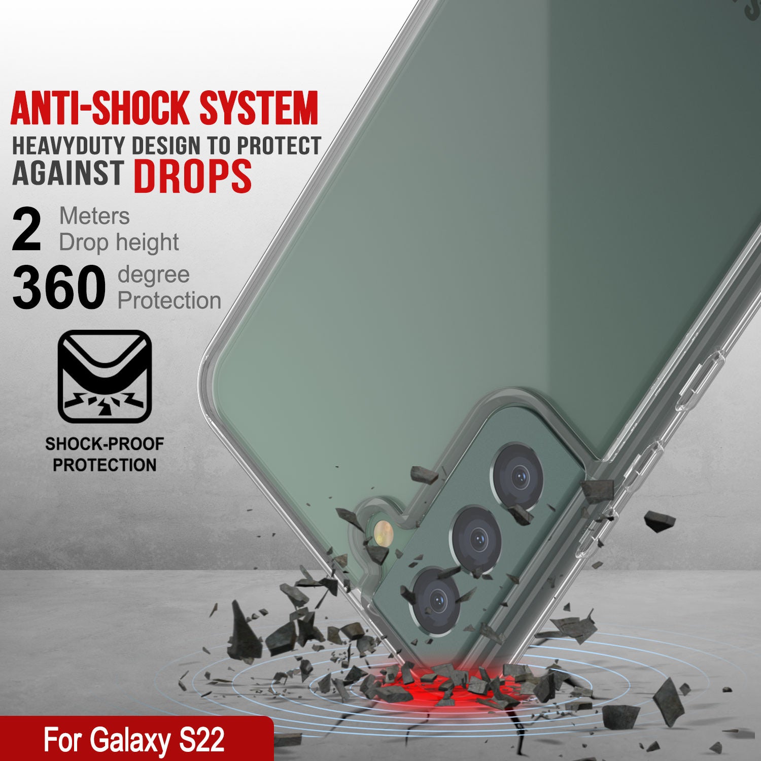 Punkcase Galaxy S22 Case with Kickstand [Crystal Kickstand Series] [Slim Fit]