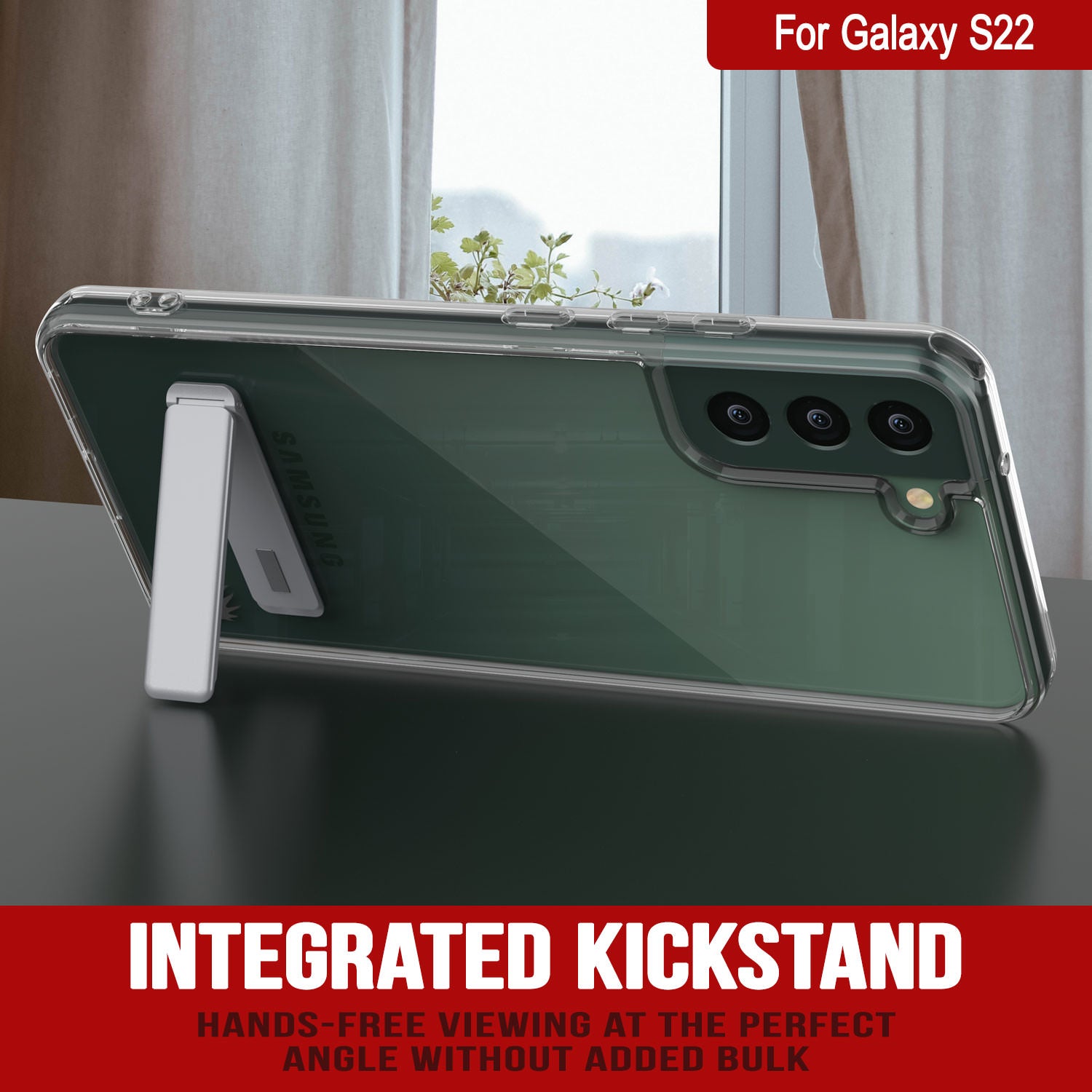 Punkcase Galaxy S22 Case with Kickstand [Crystal Kickstand Series] [Slim Fit]