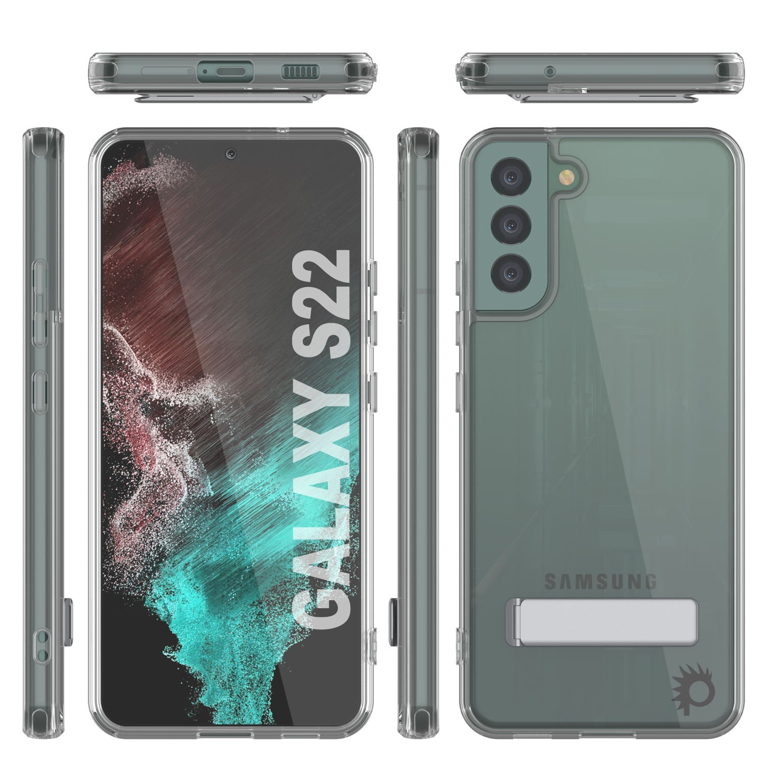 Punkcase Galaxy S22 Case with Kickstand [Crystal Kickstand Series] [Slim Fit]