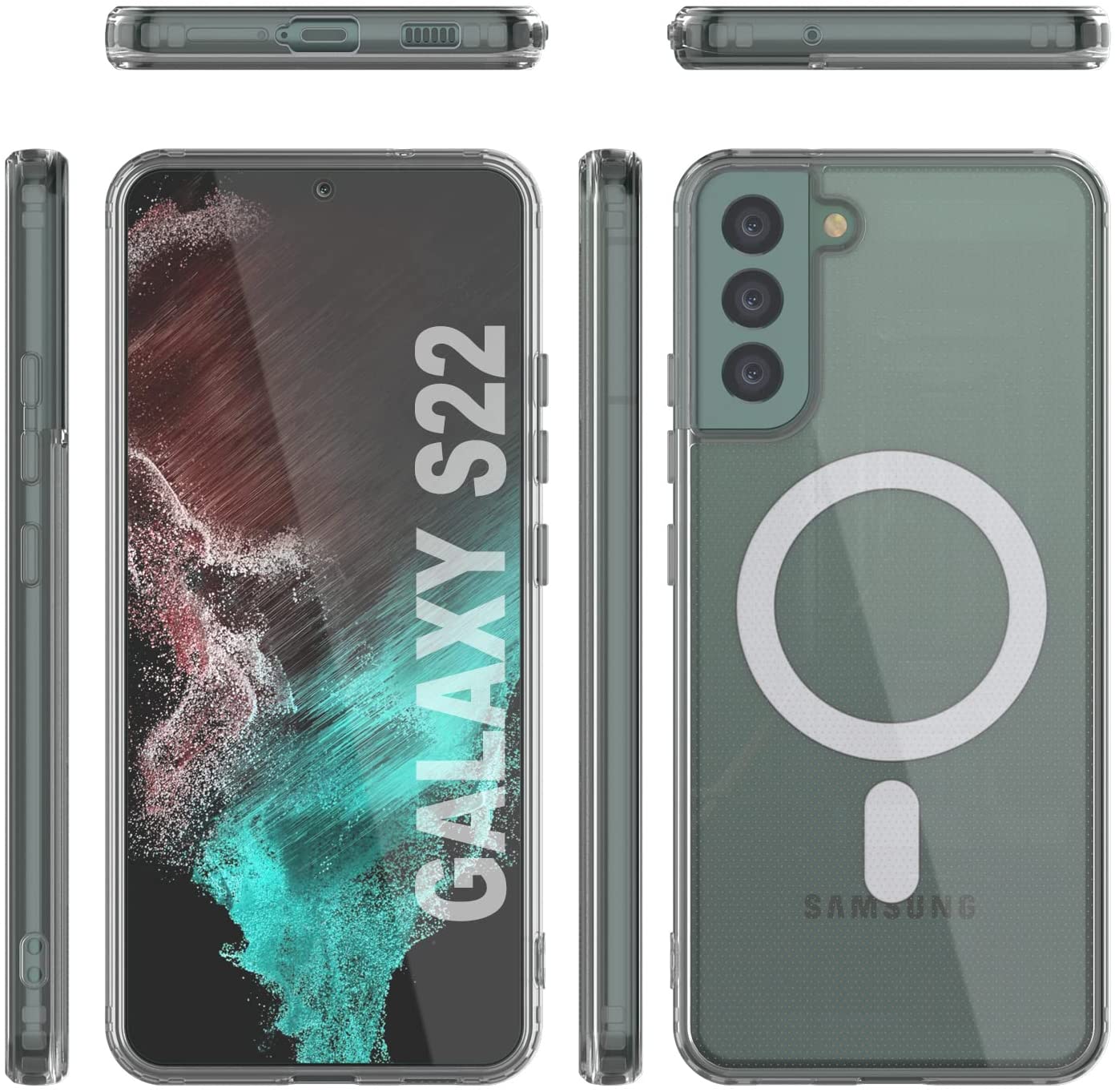 Punkcase Galaxy S22 Magnetic Wireless Charging Case [ClearMag Series]