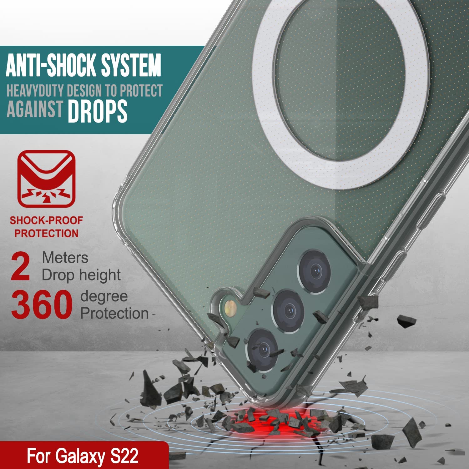 Punkcase Galaxy S22 Magnetic Wireless Charging Case [ClearMag Series]