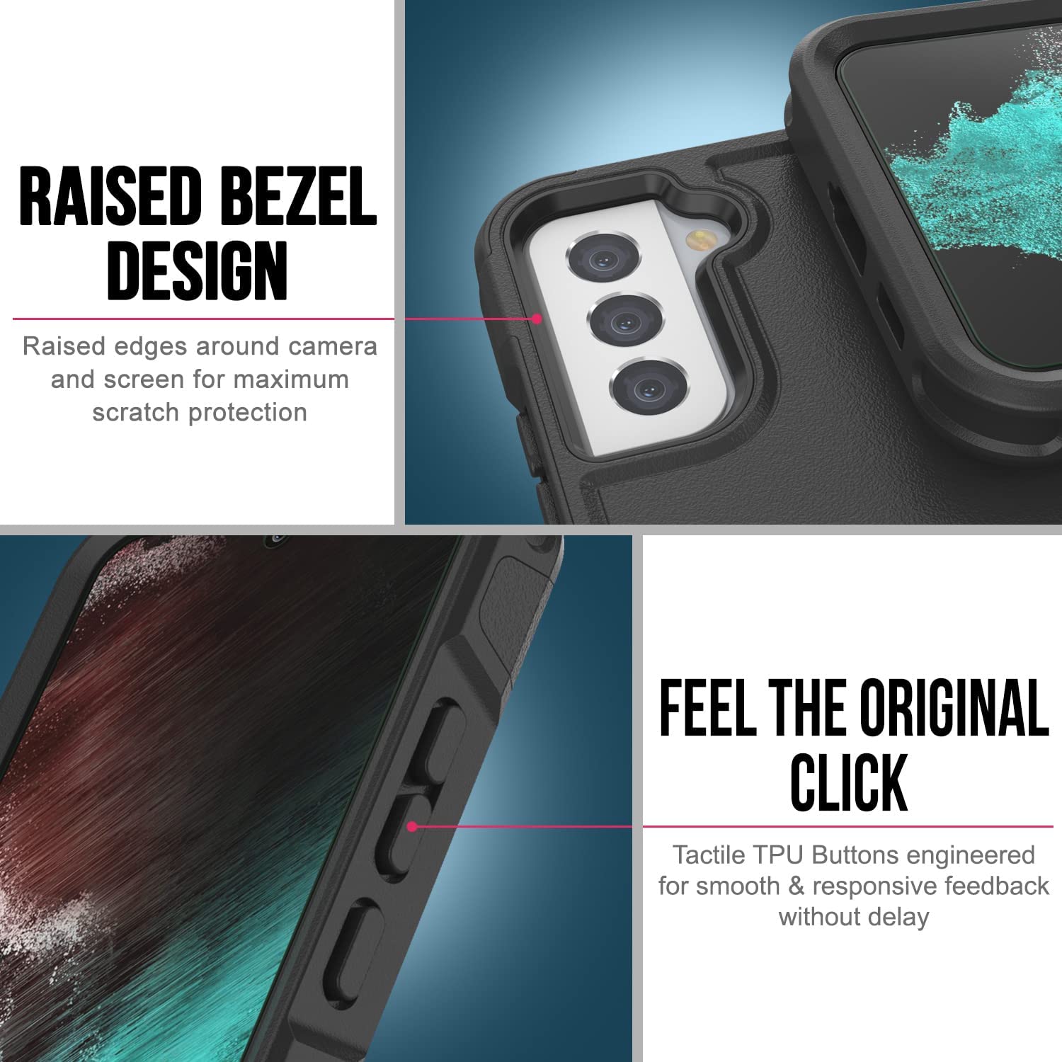 PunkCase Galaxy S22+ Plus Case, [Spartan 2.0 Series] Clear Rugged Heavy Duty Cover [Black]