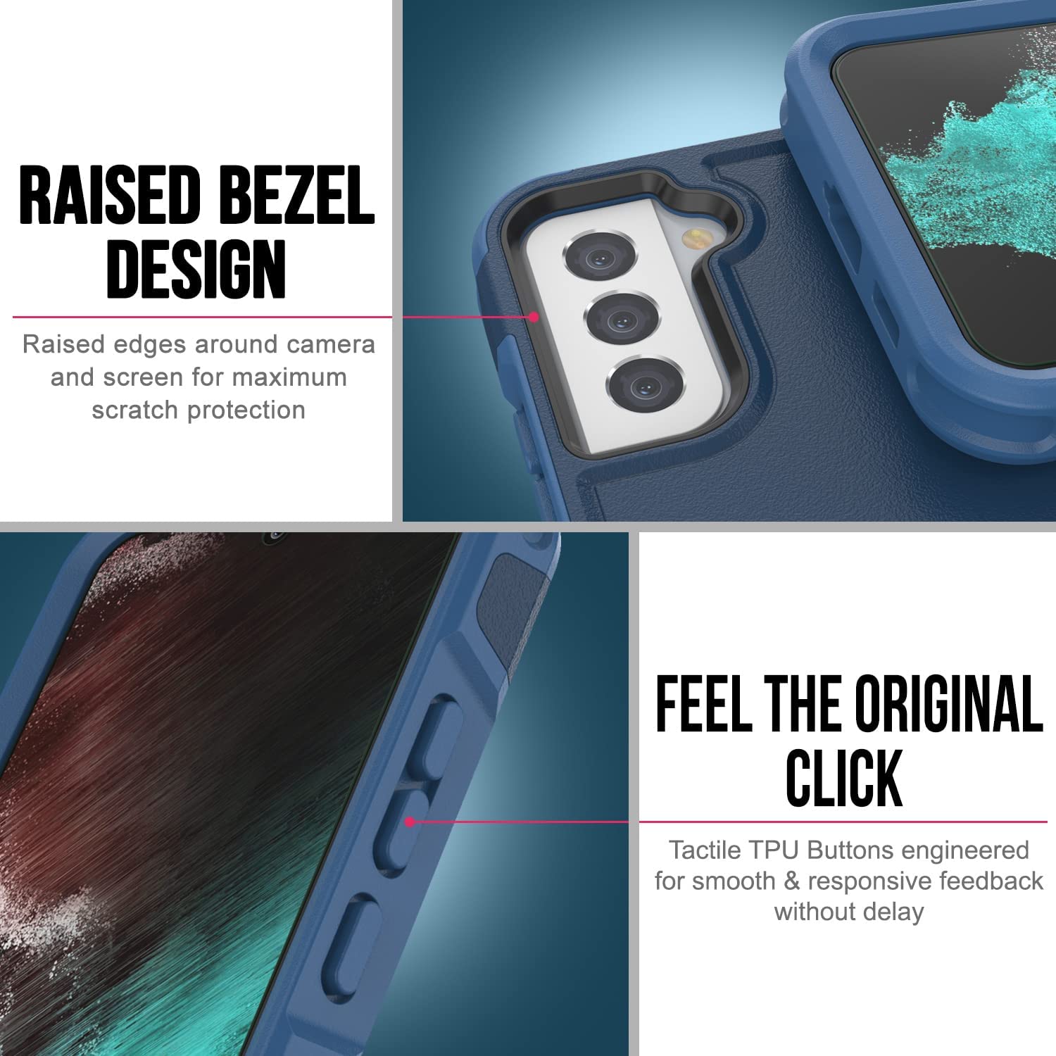 PunkCase Galaxy S22+ Plus Case, [Spartan 2.0 Series] Clear Rugged Heavy Duty Cover [Navy]