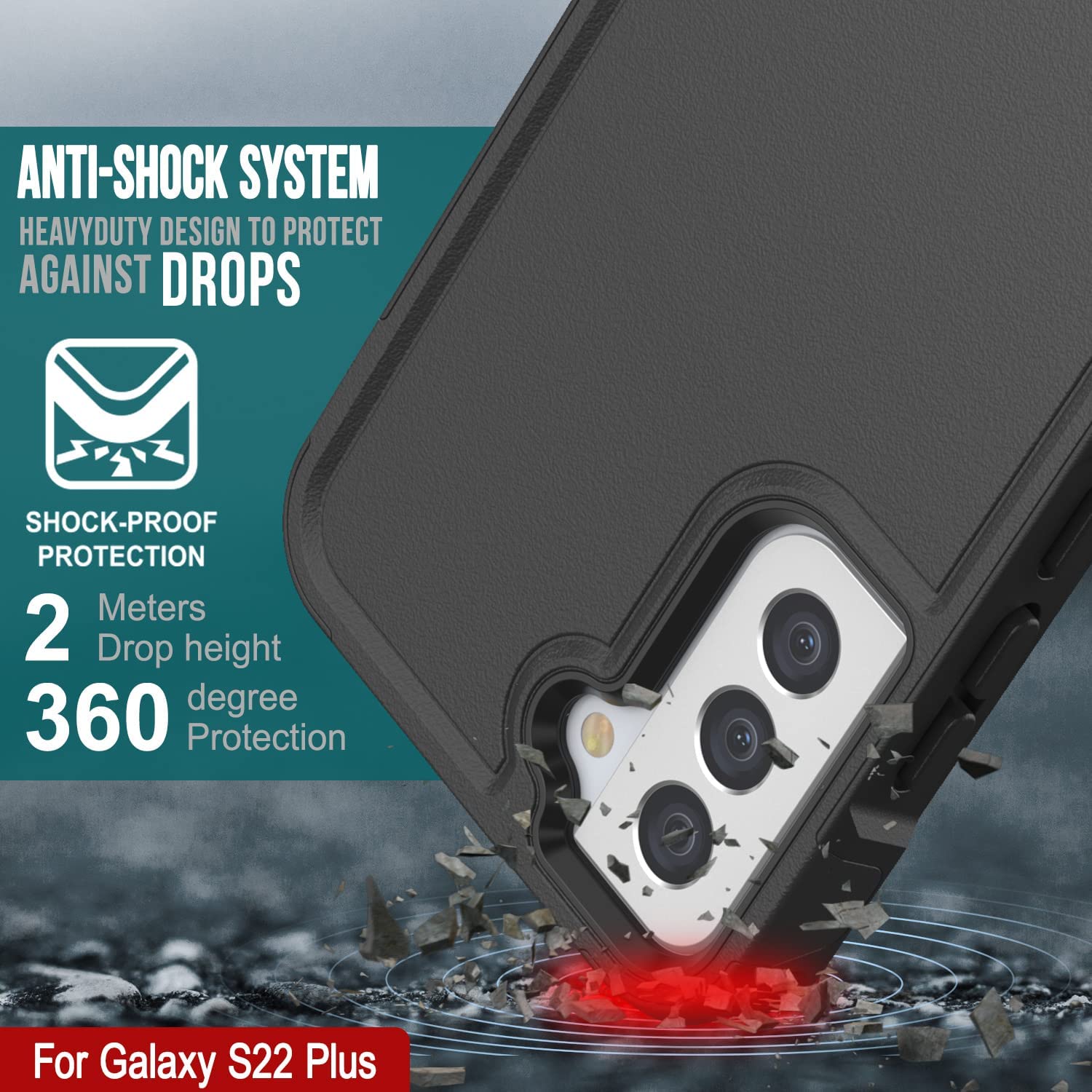 PunkCase Galaxy S22+ Plus Case, [Spartan 2.0 Series] Clear Rugged Heavy Duty Cover [Black]