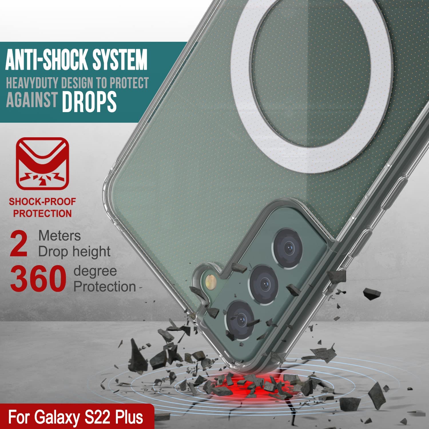 Punkcase Galaxy S22 Plus Magnetic Wireless Charging Case [ClearMag Series]