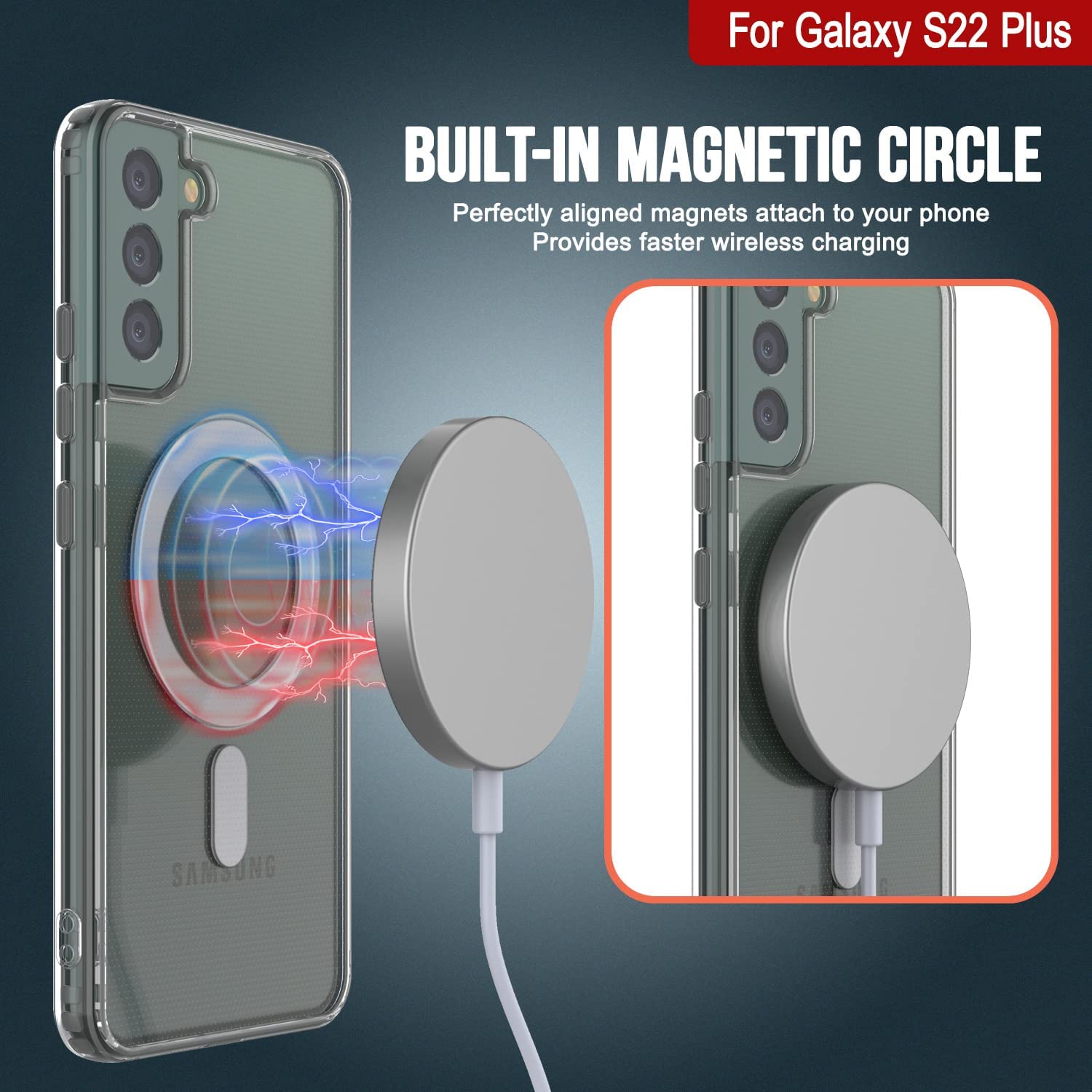 Punkcase Galaxy S22 Plus Magnetic Wireless Charging Case [ClearMag Series]