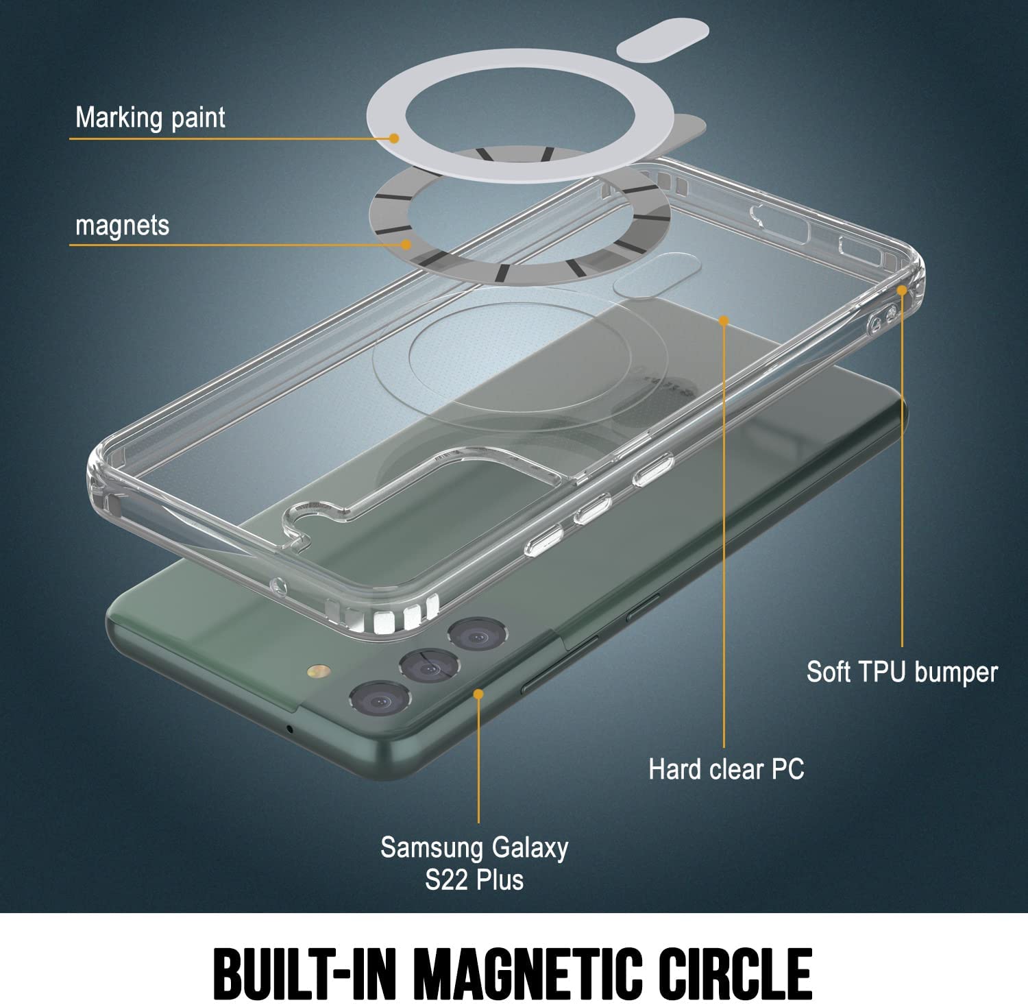 Punkcase Galaxy S22 Plus Magnetic Wireless Charging Case [ClearMag Series]