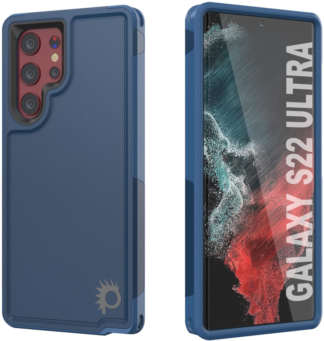 PunkCase Galaxy S22 Ultra Case, [Spartan 2.0 Series] Clear Rugged Heavy Duty Cover [Navy]