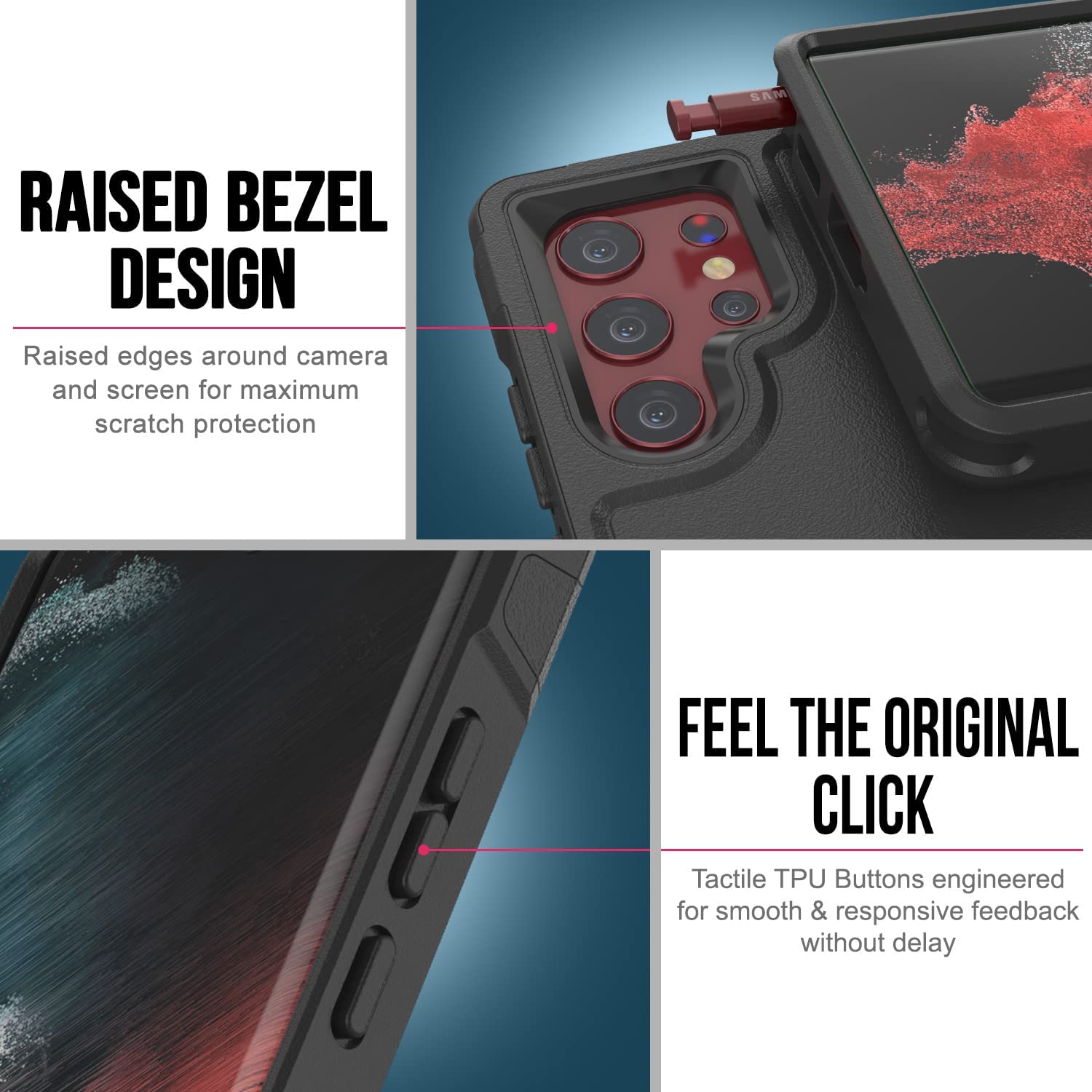 PunkCase Galaxy S22 Ultra Case, [Spartan 2.0 Series] Clear Rugged Heavy Duty Cover [Black]