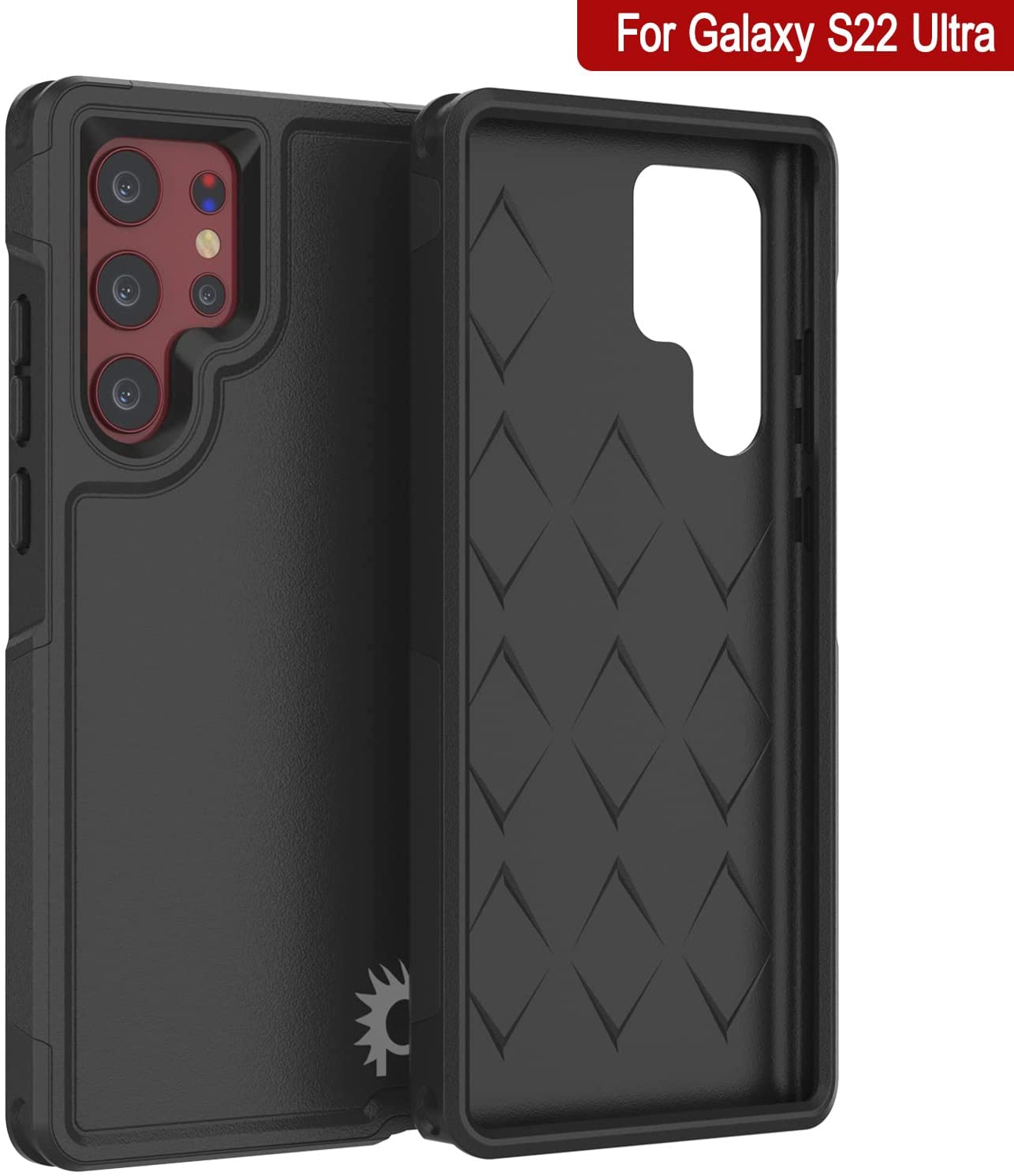 PunkCase Galaxy S22 Ultra Case, [Spartan 2.0 Series] Clear Rugged Heavy Duty Cover [Black]