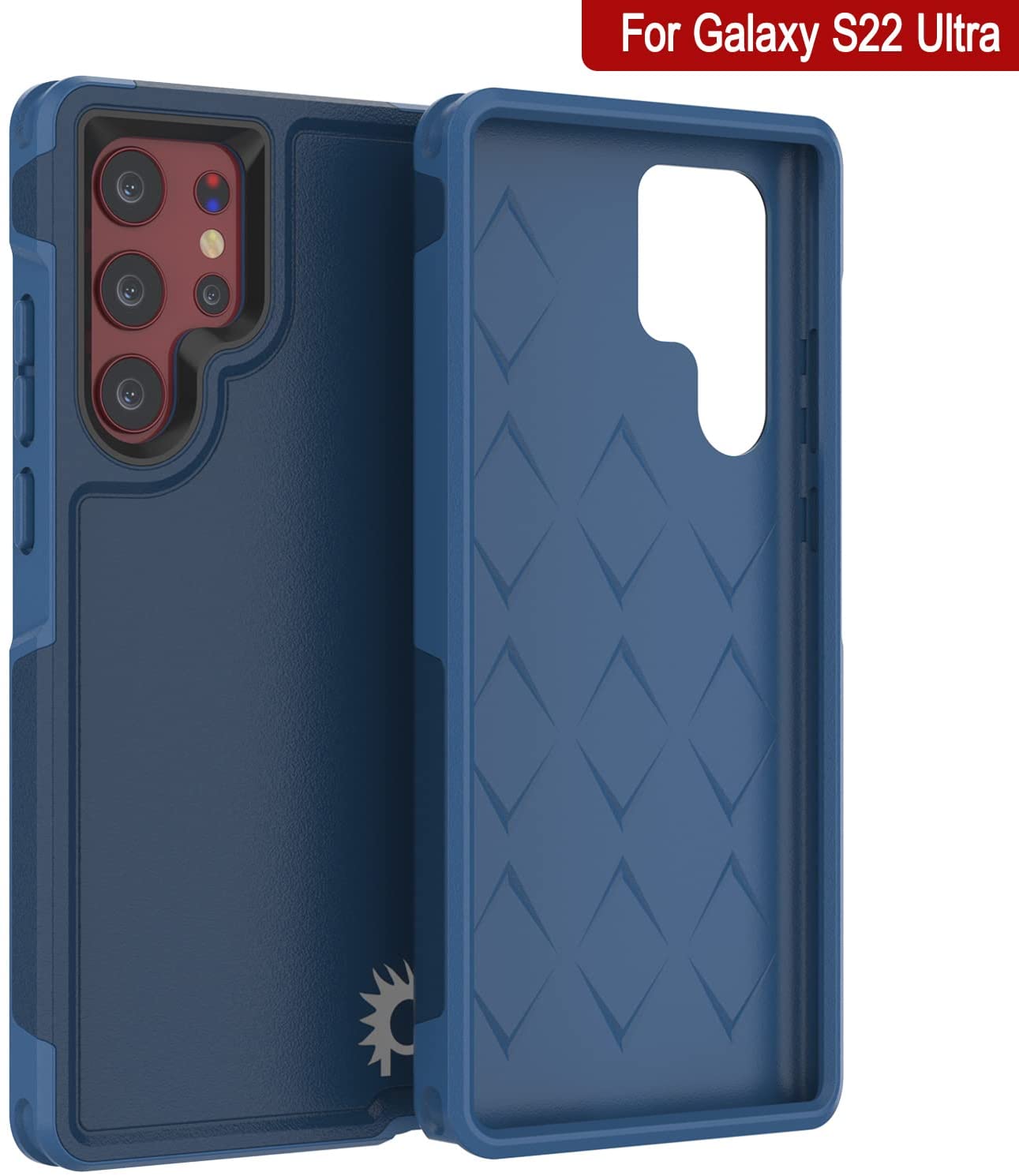 PunkCase Galaxy S22 Ultra Case, [Spartan 2.0 Series] Clear Rugged Heavy Duty Cover [Navy]