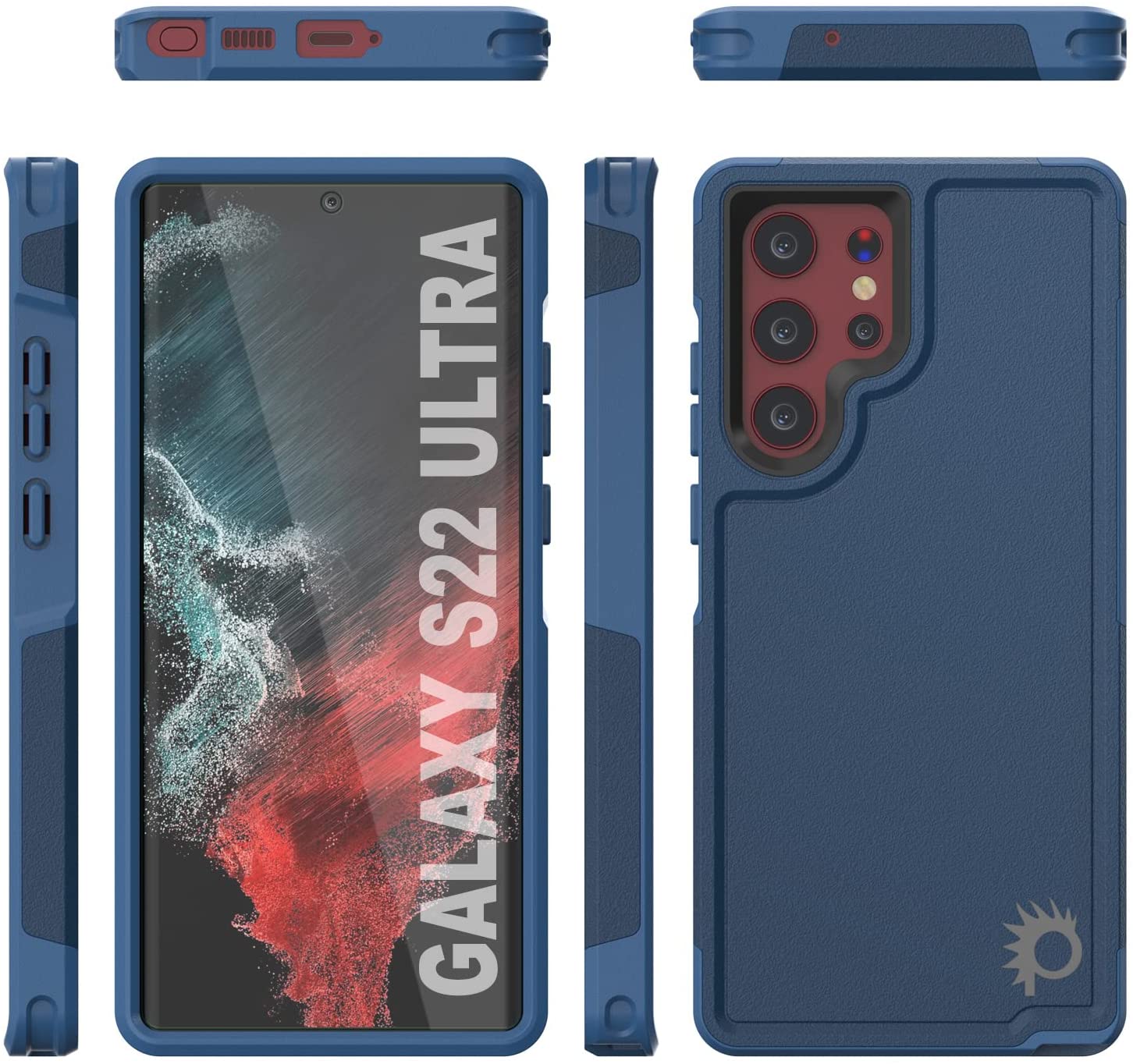 PunkCase Galaxy S22 Ultra Case, [Spartan 2.0 Series] Clear Rugged Heavy Duty Cover [Navy]
