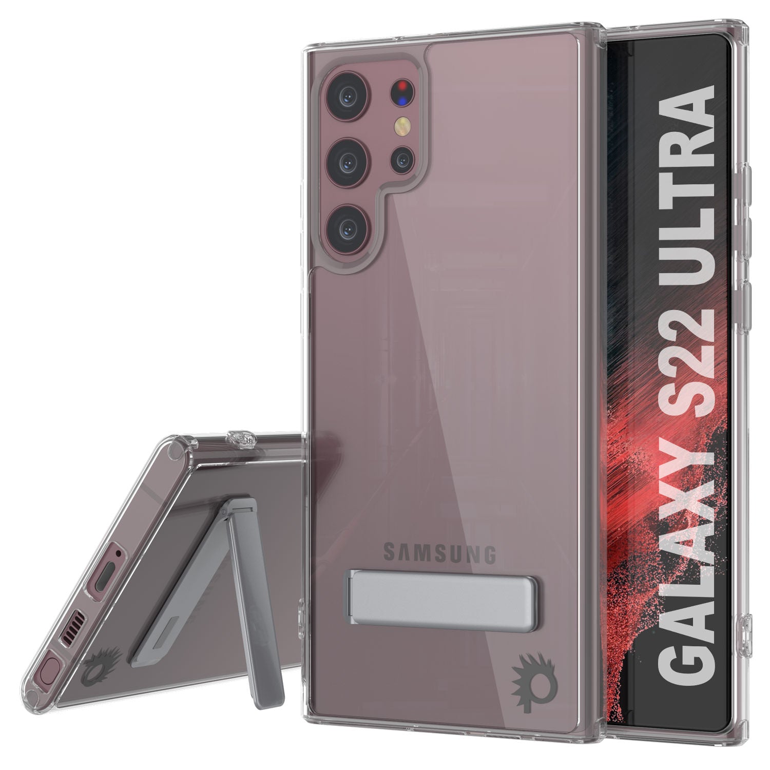 Punkcase Galaxy S22 Ultra Case with Kickstand [Crystal Kickstand Series] [Slim Fit]