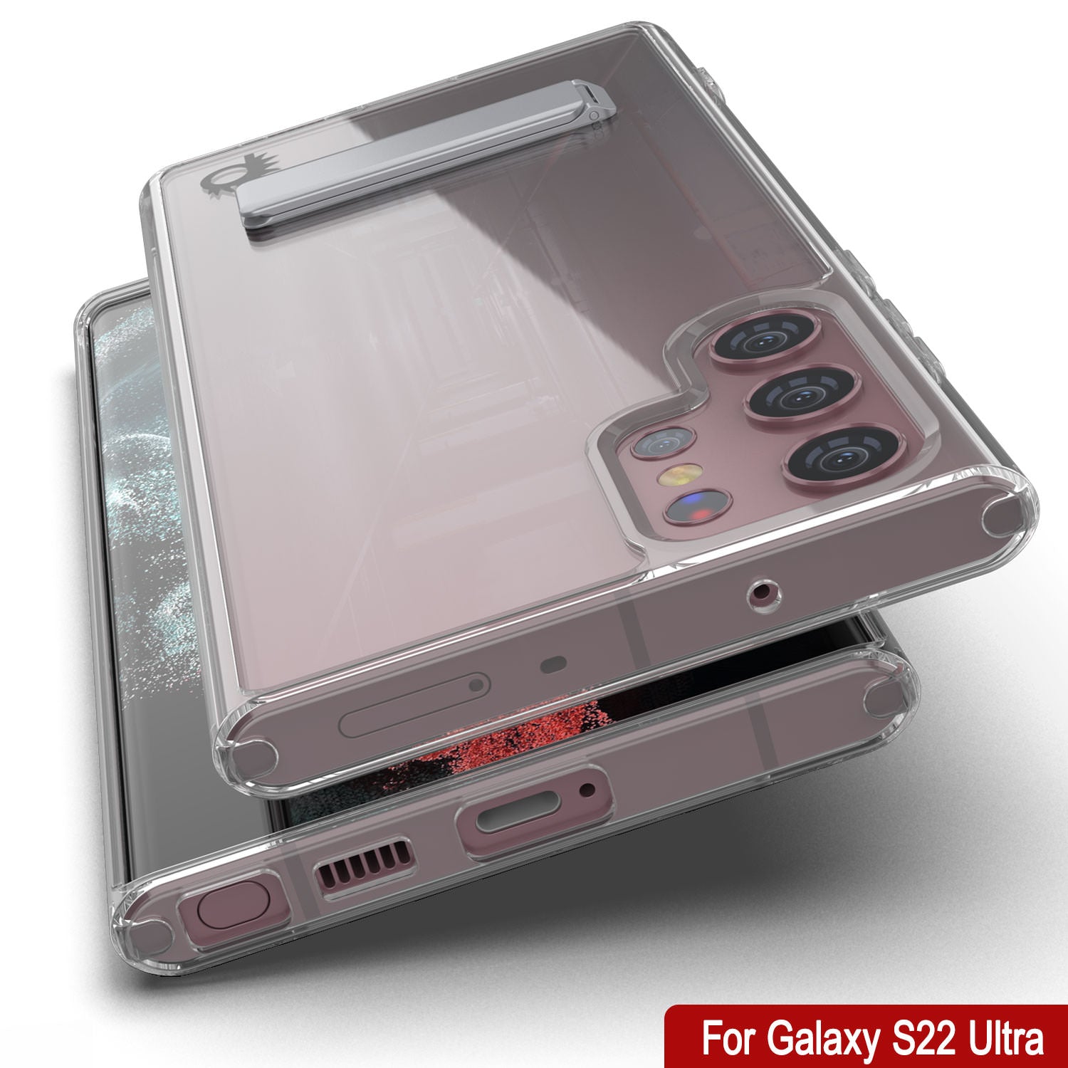 Punkcase Galaxy S22 Ultra Case with Kickstand [Crystal Kickstand Series] [Slim Fit]