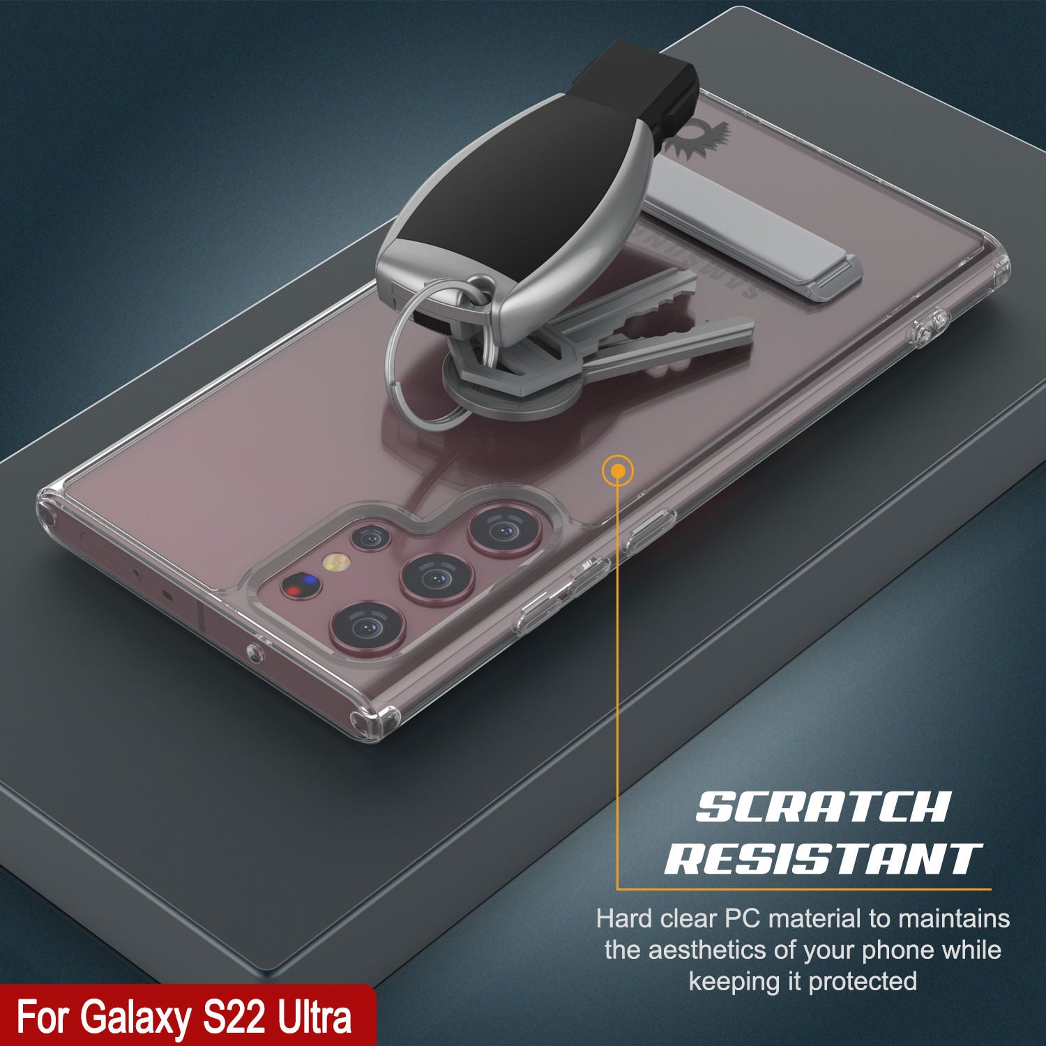 Punkcase Galaxy S22 Ultra Case with Kickstand [Crystal Kickstand Series] [Slim Fit]