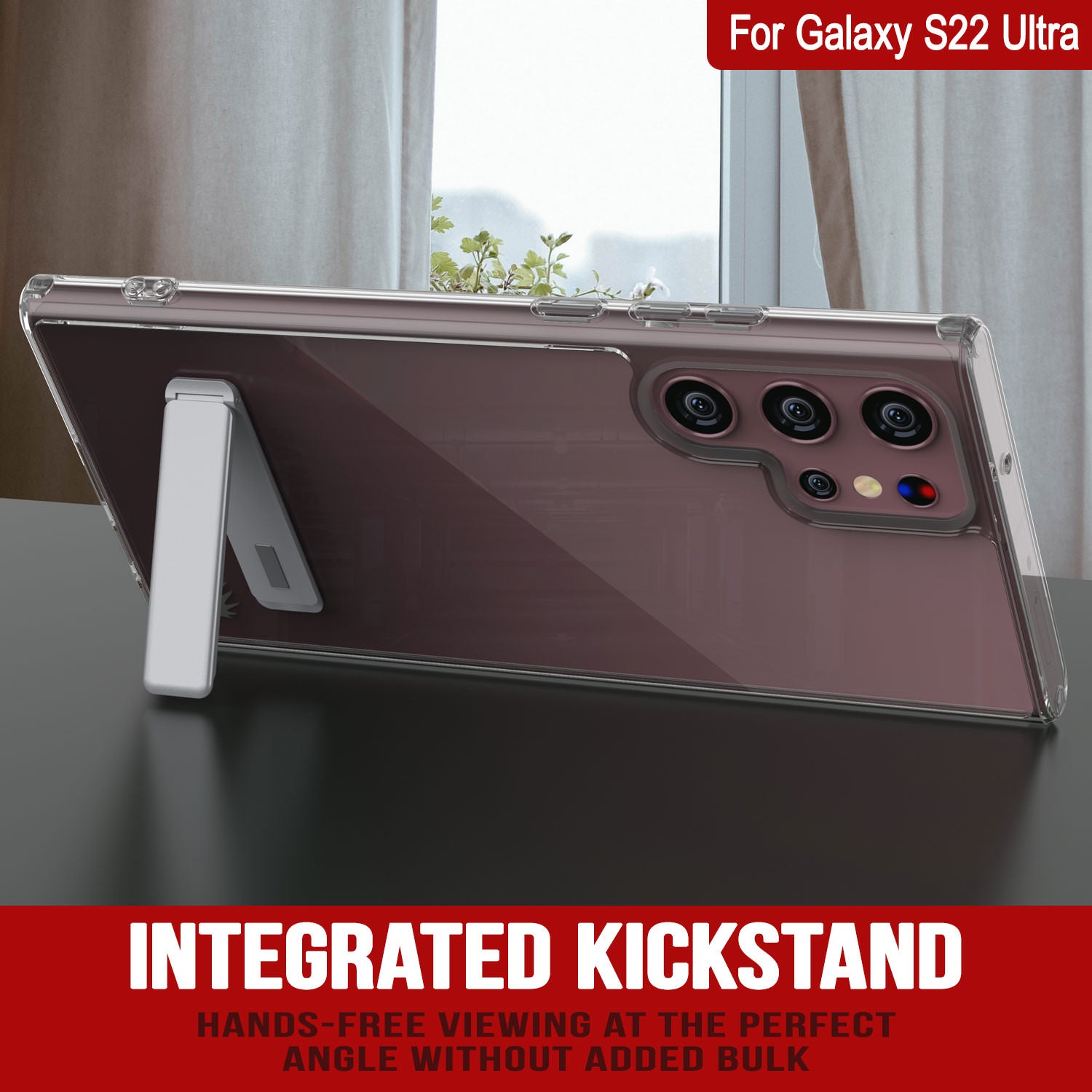 Punkcase Galaxy S22 Ultra Case with Kickstand [Crystal Kickstand Series] [Slim Fit]
