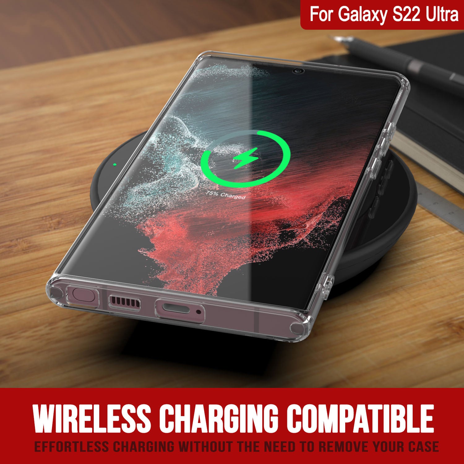 Punkcase Galaxy S22 Ultra Case with Kickstand [Crystal Kickstand Series] [Slim Fit]