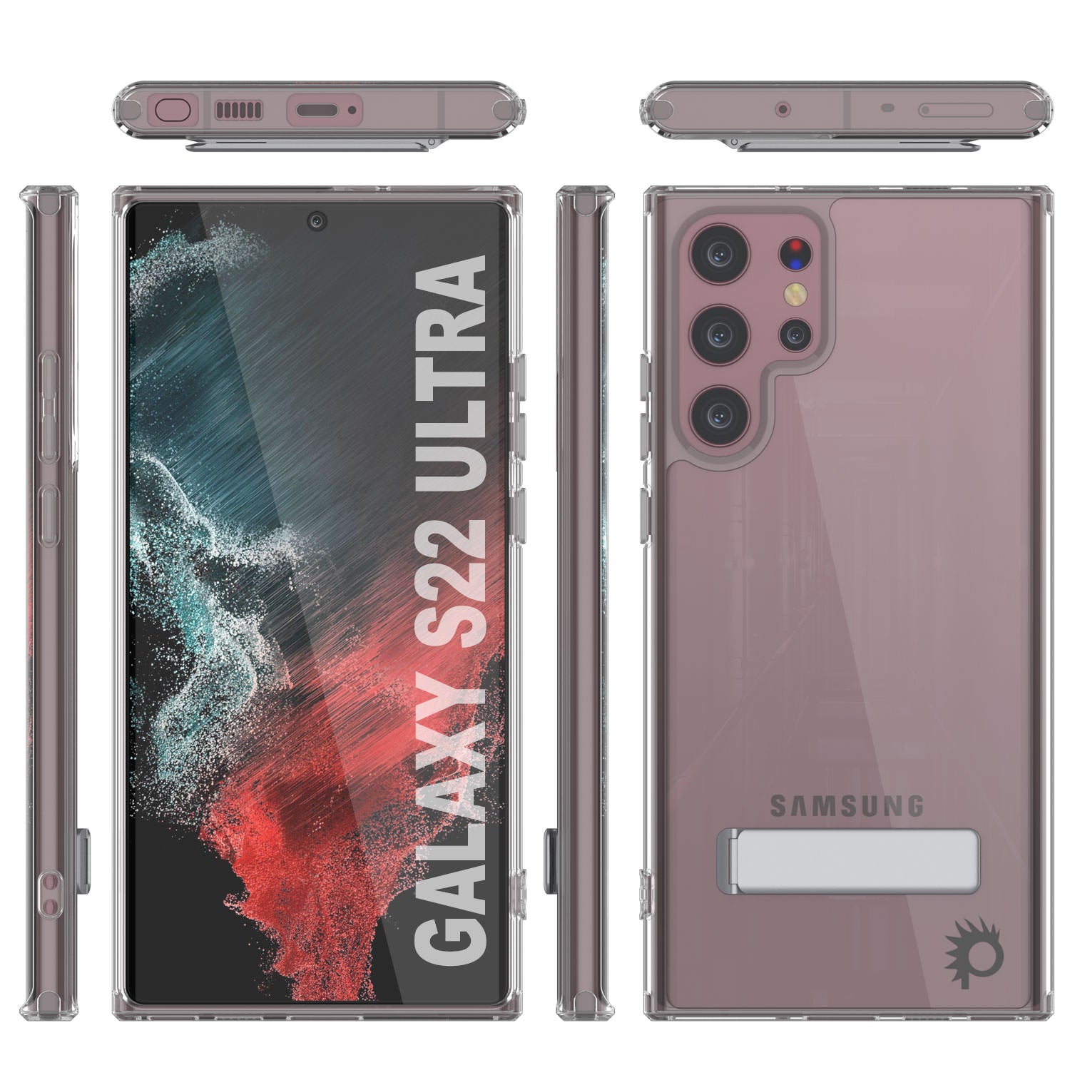 Punkcase Galaxy S22 Ultra Case with Kickstand [Crystal Kickstand Series] [Slim Fit]
