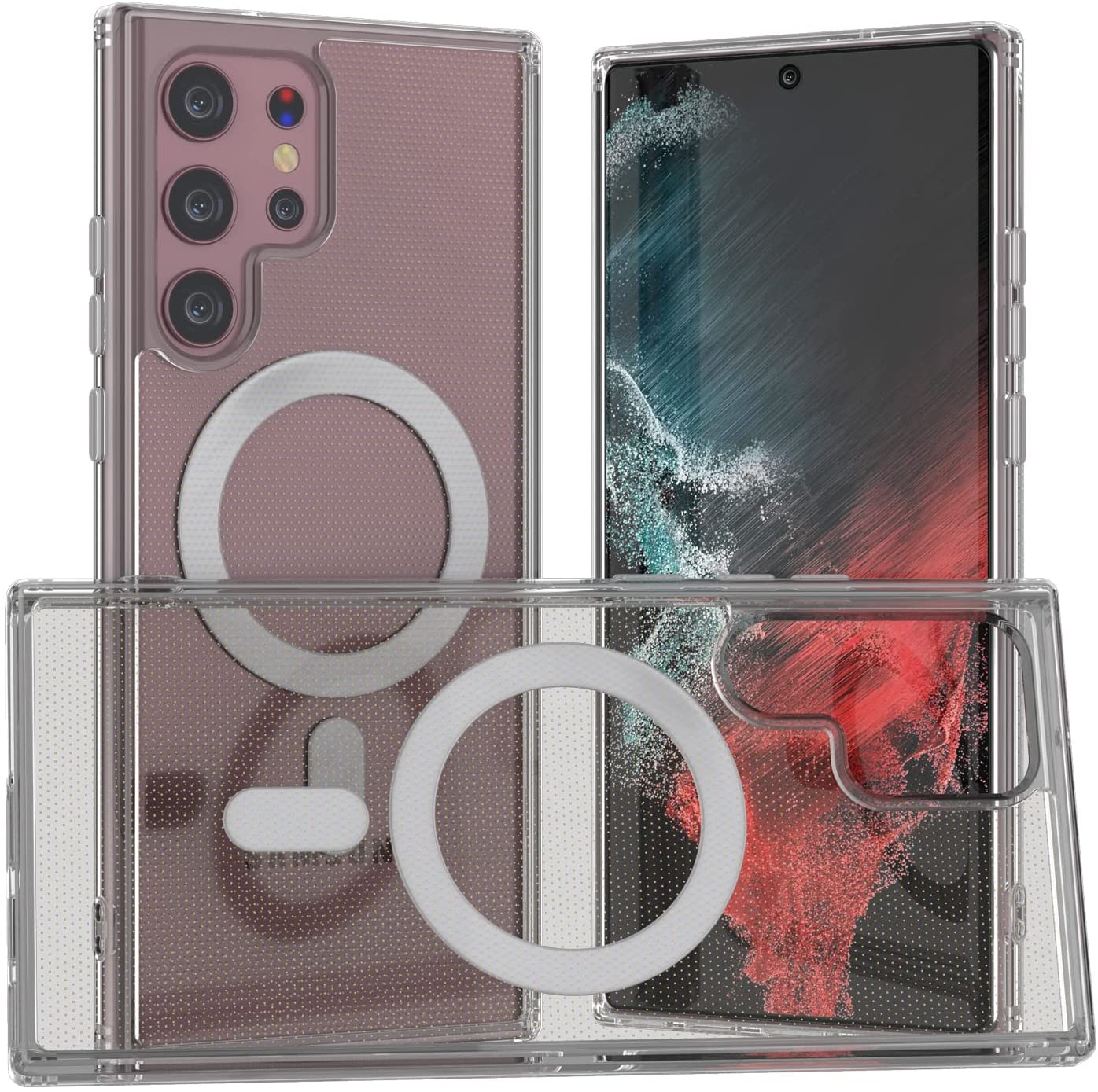 Punkcase Galaxy S22 Ultra Magnetic Wireless Charging Case [ClearMag Series]