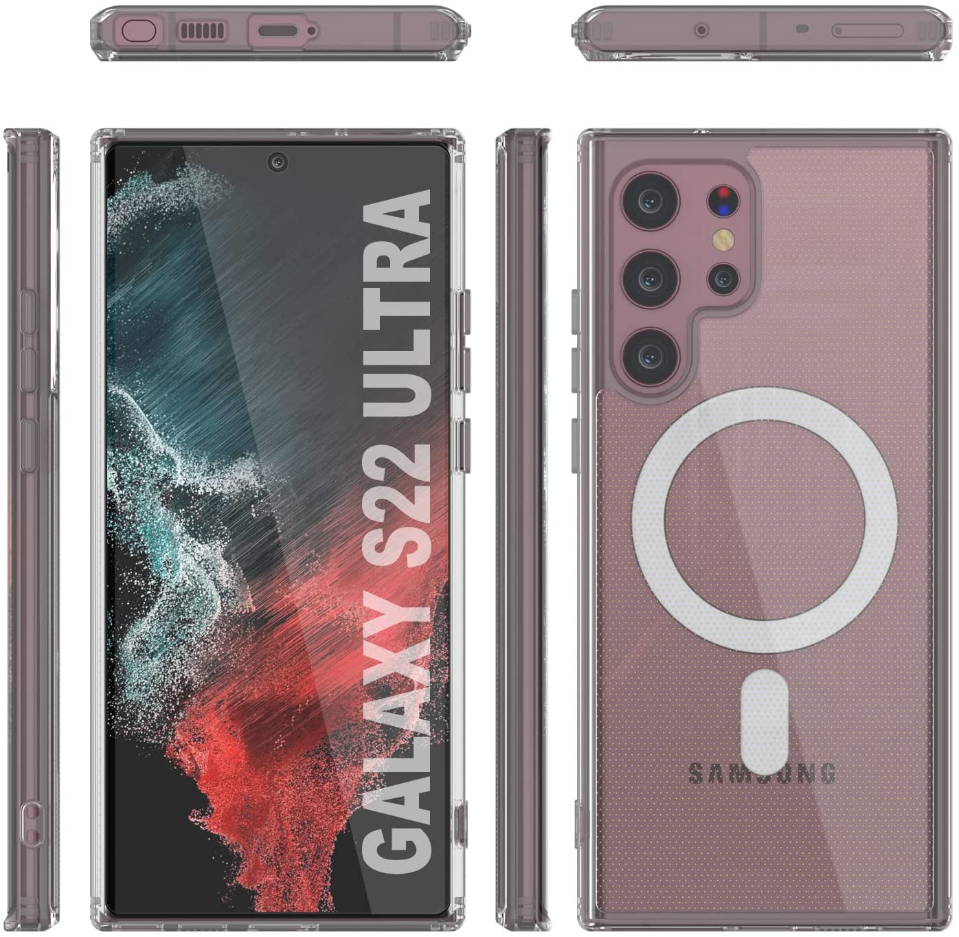 Punkcase Galaxy S22 Ultra Magnetic Wireless Charging Case [ClearMag Series]