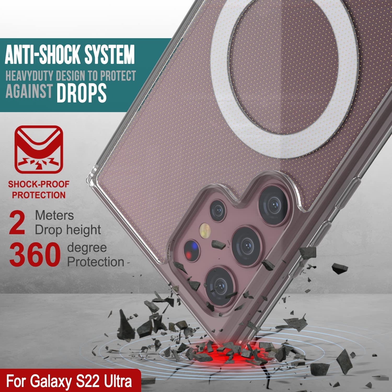 Punkcase Galaxy S22 Ultra Magnetic Wireless Charging Case [ClearMag Series]