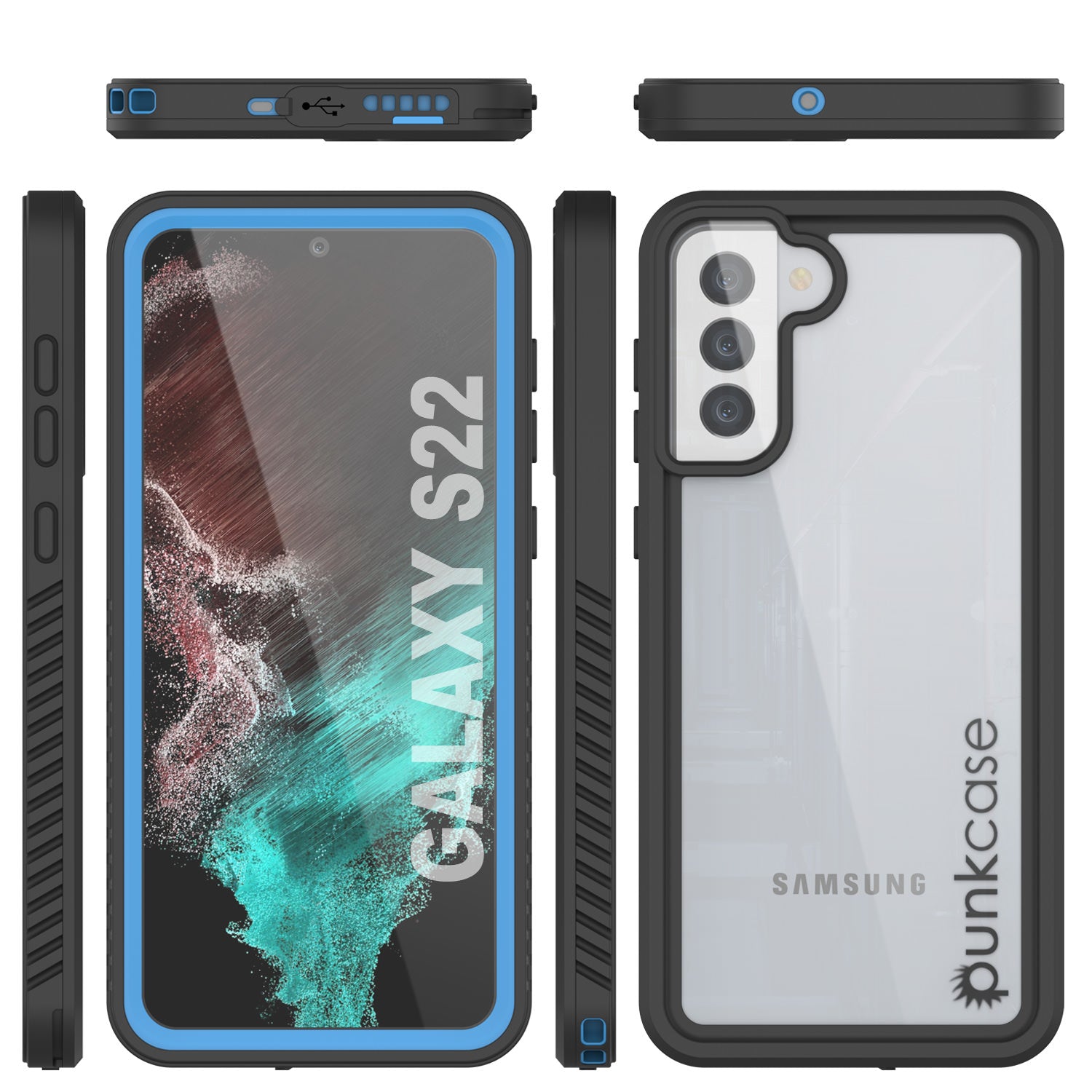 Galaxy S22 Water, Shock, Snow, dirt proof Extreme Series Slim Case Light Blue
