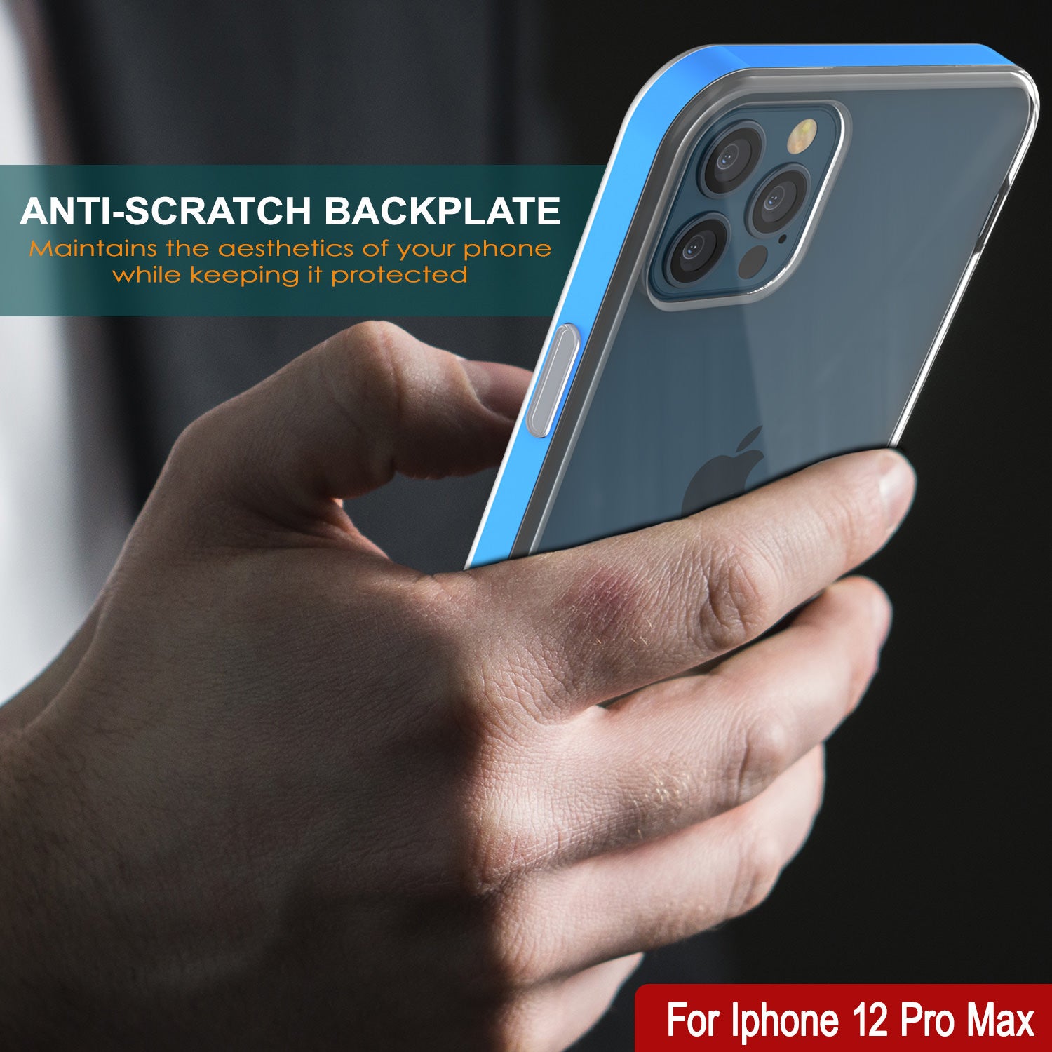iPhone 12 Pro Max Case, PUNKcase [LUCID 3.0 Series] [Slim Fit] Protective Cover w/ Integrated Screen Protector [Blue]