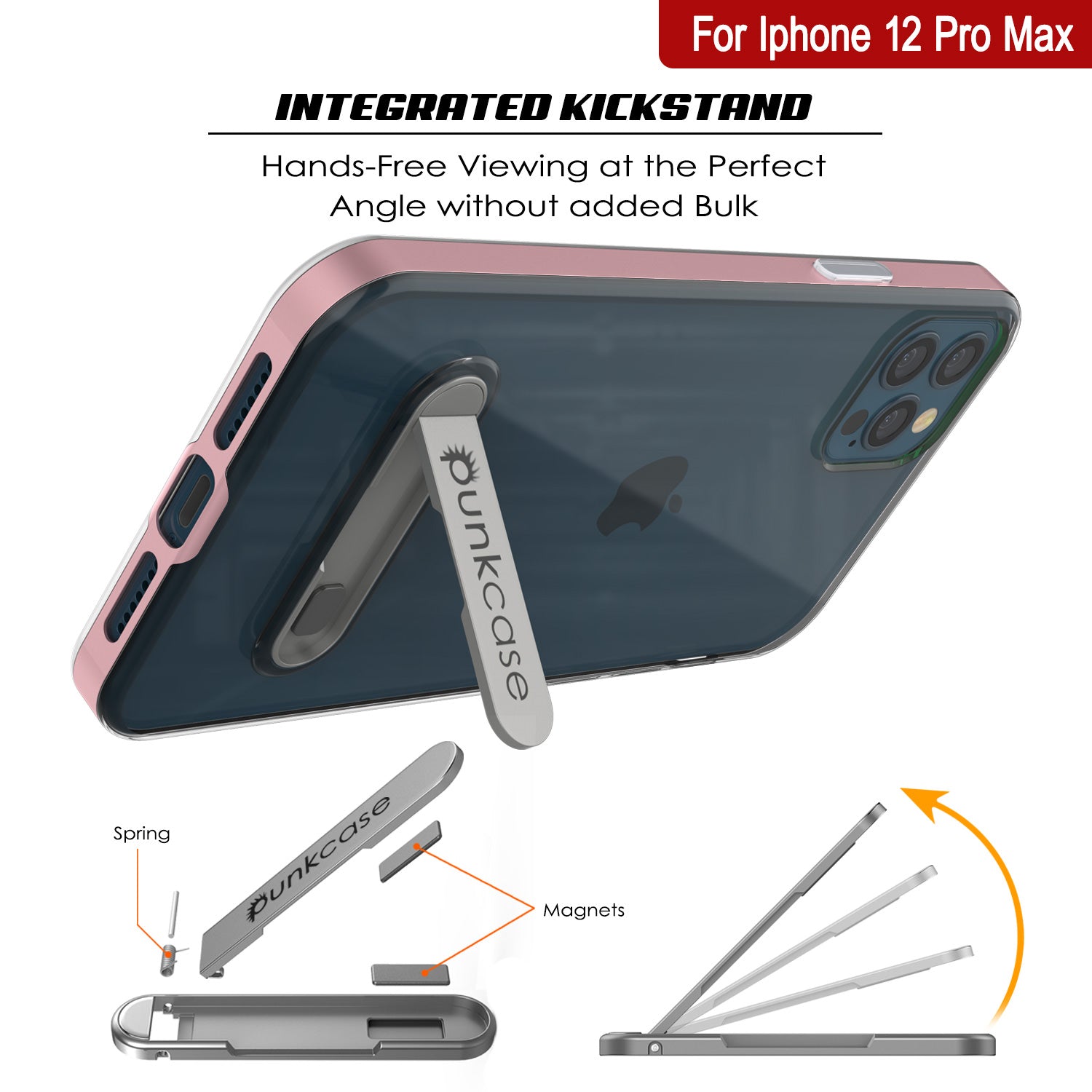 iPhone 12 Pro Max Case, PUNKcase [LUCID 3.0 Series] [Slim Fit] Protective Cover w/ Integrated Screen Protector [Rose Gold]