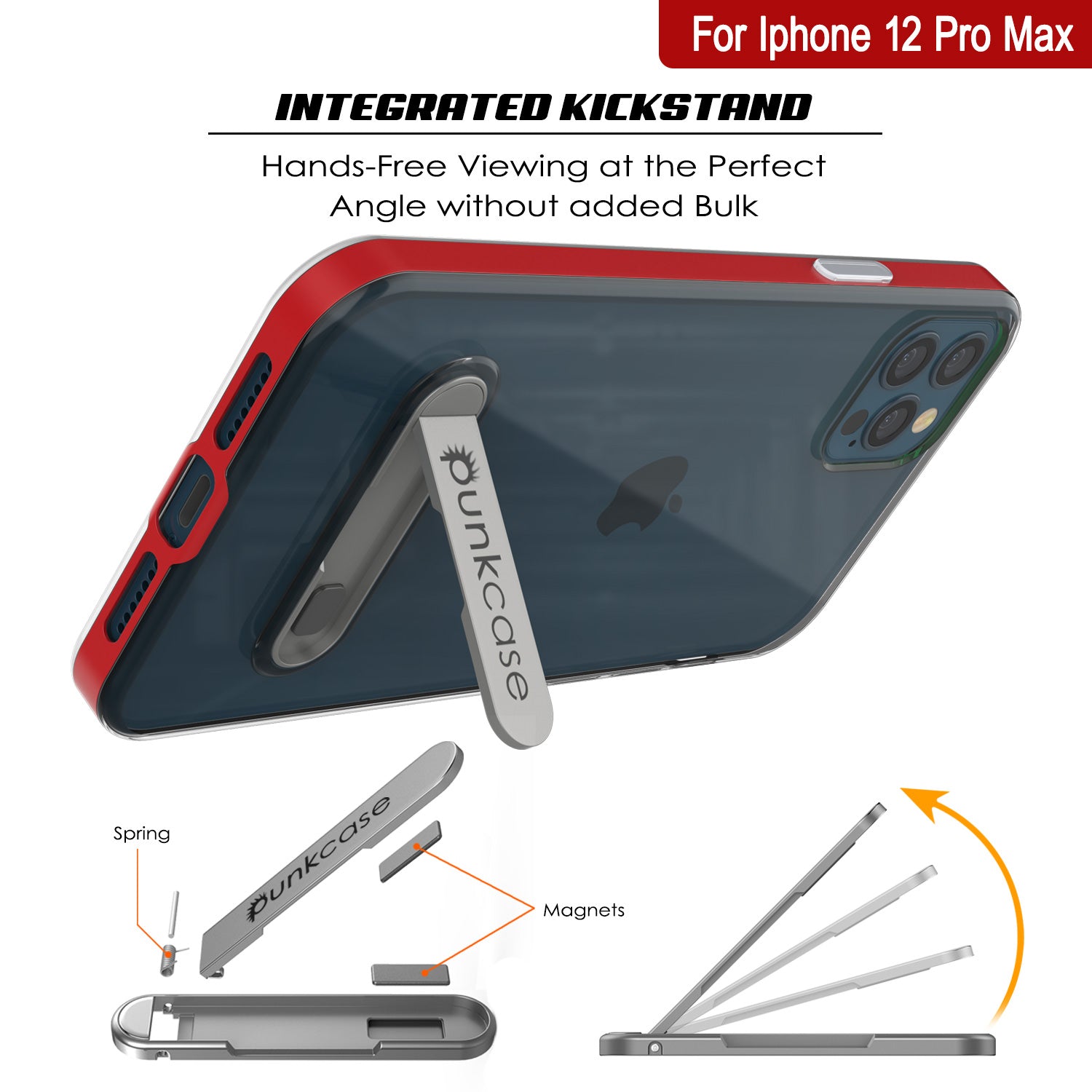 iPhone 12 Pro Max Case, PUNKcase [LUCID 3.0 Series] [Slim Fit] Protective Cover w/ Integrated Screen Protector [Red]