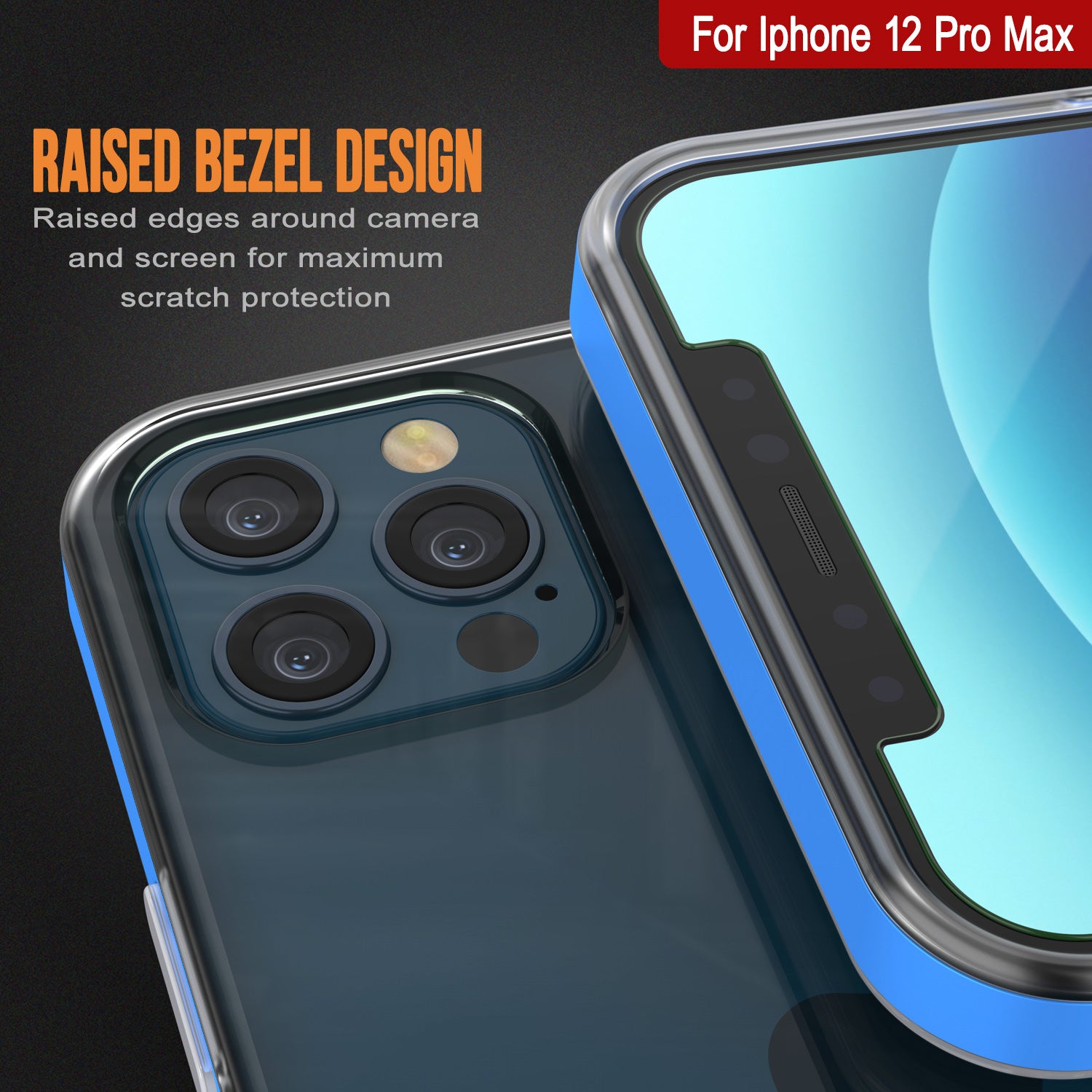 iPhone 12 Pro Max Case, PUNKcase [LUCID 3.0 Series] [Slim Fit] Protective Cover w/ Integrated Screen Protector [Blue]