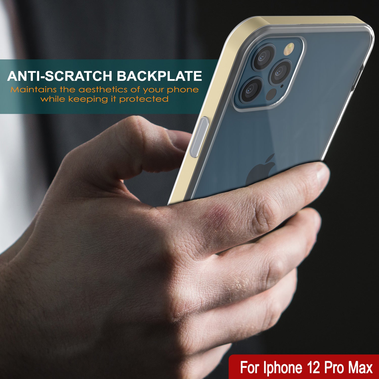 iPhone 12 Pro Max Case, PUNKcase [LUCID 3.0 Series] [Slim Fit] Protective Cover w/ Integrated Screen Protector [Gold]