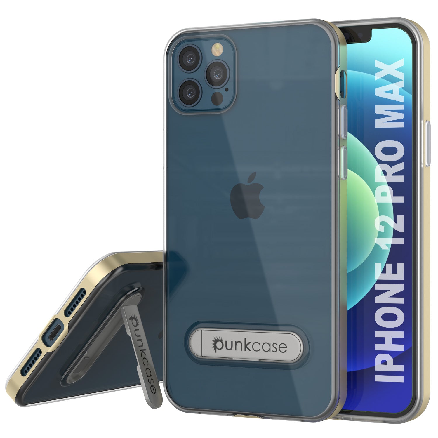 iPhone 12 Pro Max Case, PUNKcase [LUCID 3.0 Series] [Slim Fit] Protective Cover w/ Integrated Screen Protector [Gold]