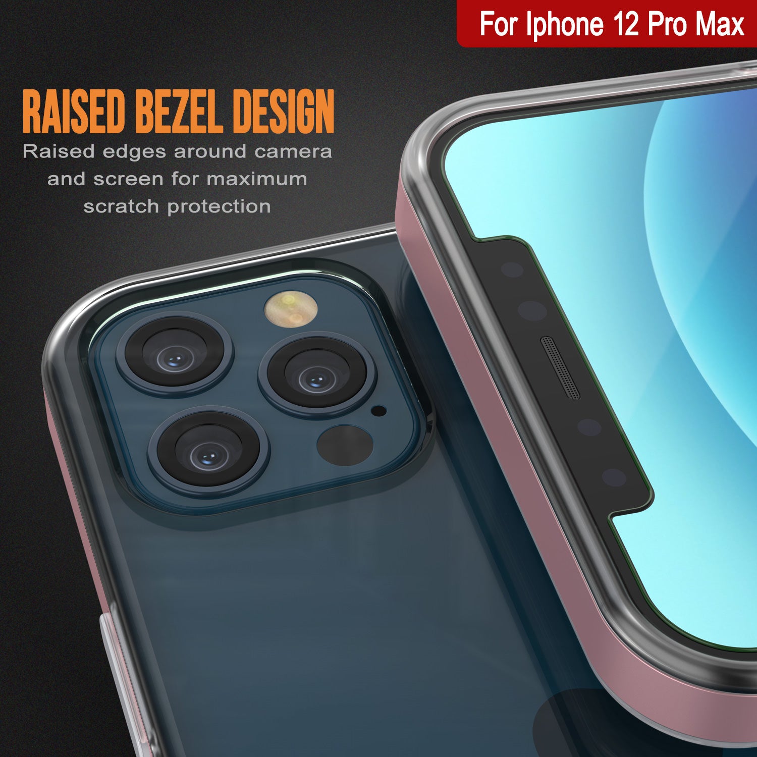 iPhone 12 Pro Max Case, PUNKcase [LUCID 3.0 Series] [Slim Fit] Protective Cover w/ Integrated Screen Protector [Rose Gold]