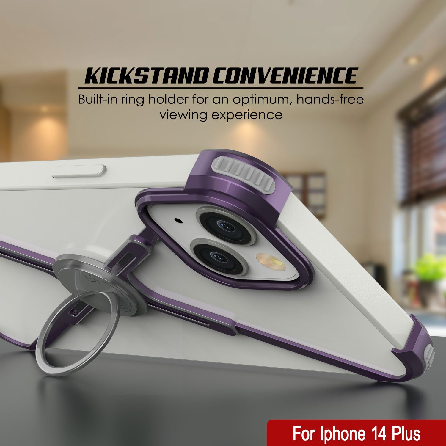 Punkcase iPhone 14 Plus Bumper Case [Backbone Series] Ultra Slim Minimalist Aluminum Metal X-Frame Cover for iPhone 14 Plus (2022) (6.7") [Purple]