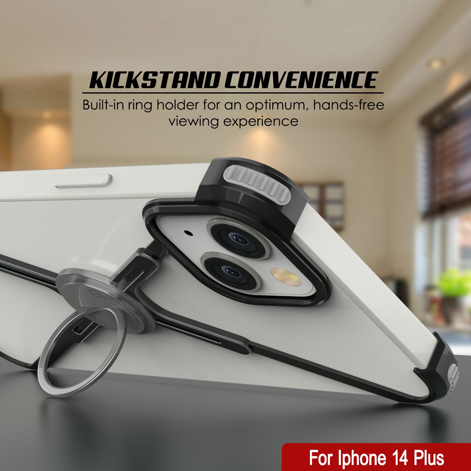 Punkcase iPhone 14 Plus Bumper Case [Backbone Series] Ultra Slim Minimalist Aluminum Metal X-Frame Cover for iPhone 14 Plus (2022) (6.7") [Black]