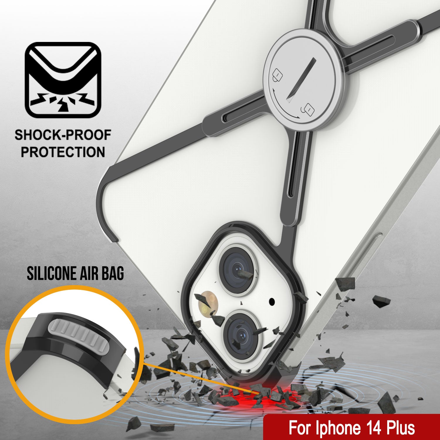 Punkcase iPhone 14 Plus Bumper Case [Backbone Series] Ultra Slim Minimalist Aluminum Metal X-Frame Cover for iPhone 14 Plus (2022) (6.7") [Black]