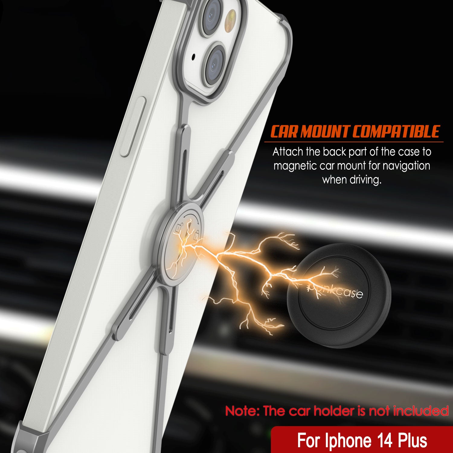 Punkcase iPhone 14 Plus Bumper Case [Backbone Series] Ultra Slim Minimalist Aluminum Metal X-Frame Cover for iPhone 14 Plus (2022) (6.7") [Silver]