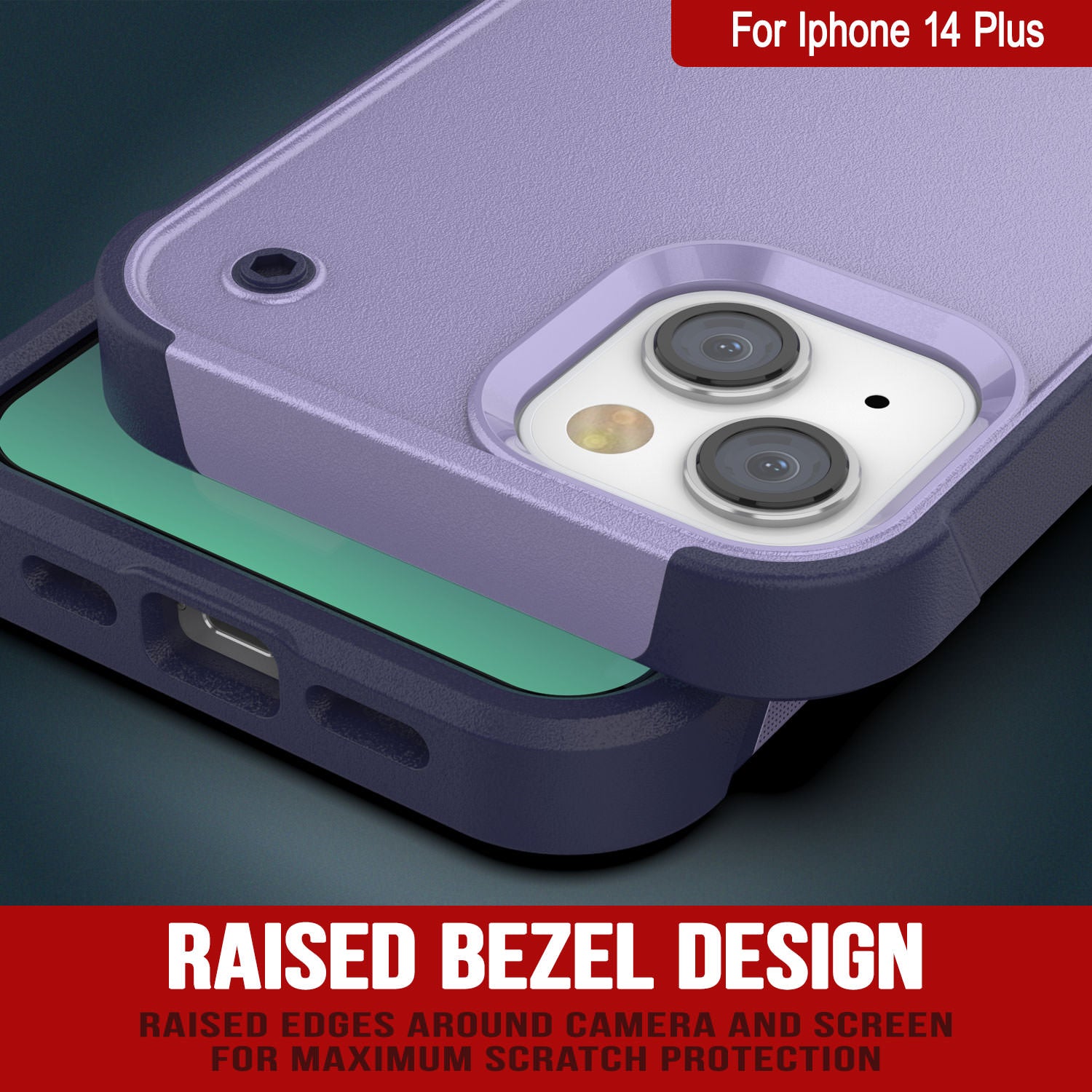 Punkcase iPhone 14 Plus Case [Reliance Series] Protective Hybrid Military Grade Cover W/Built-in Kickstand [Purple-Navy]