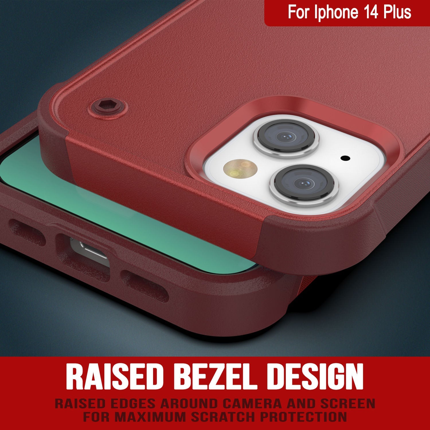 Punkcase iPhone 15 Plus Case [Reliance Series] Protective Hybrid Military Grade Cover W/Built-in Kickstand [Red-Rose]
