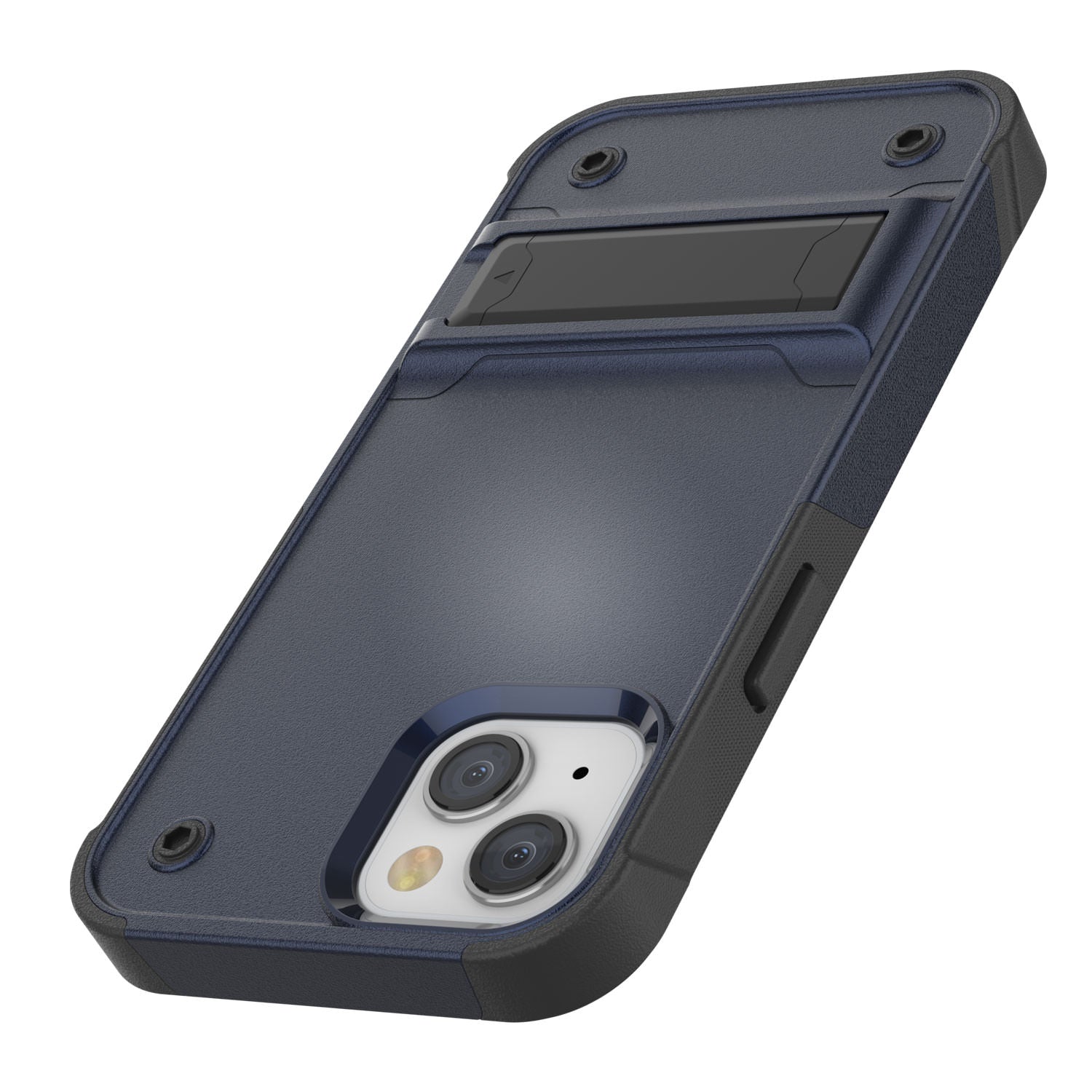 Punkcase iPhone 15 Plus Case [Reliance Series] Protective Hybrid Military Grade Cover W/Built-in Kickstand [Navy-Black]