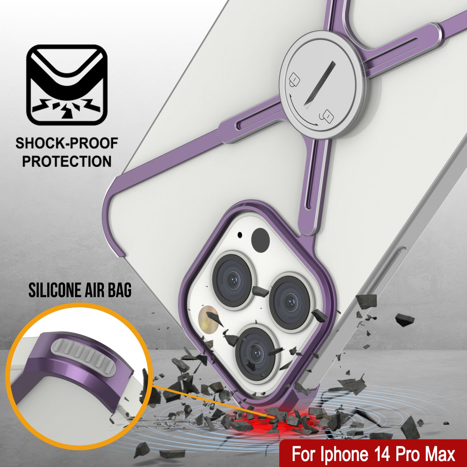 Punkcase iPhone 14 Pro Max Bumper Case [Backbone Series] Ultra Slim Minimalist Aluminum Metal X-Frame Cover for iPhone 14 Pro Max (2022) (6.7") [Purple]