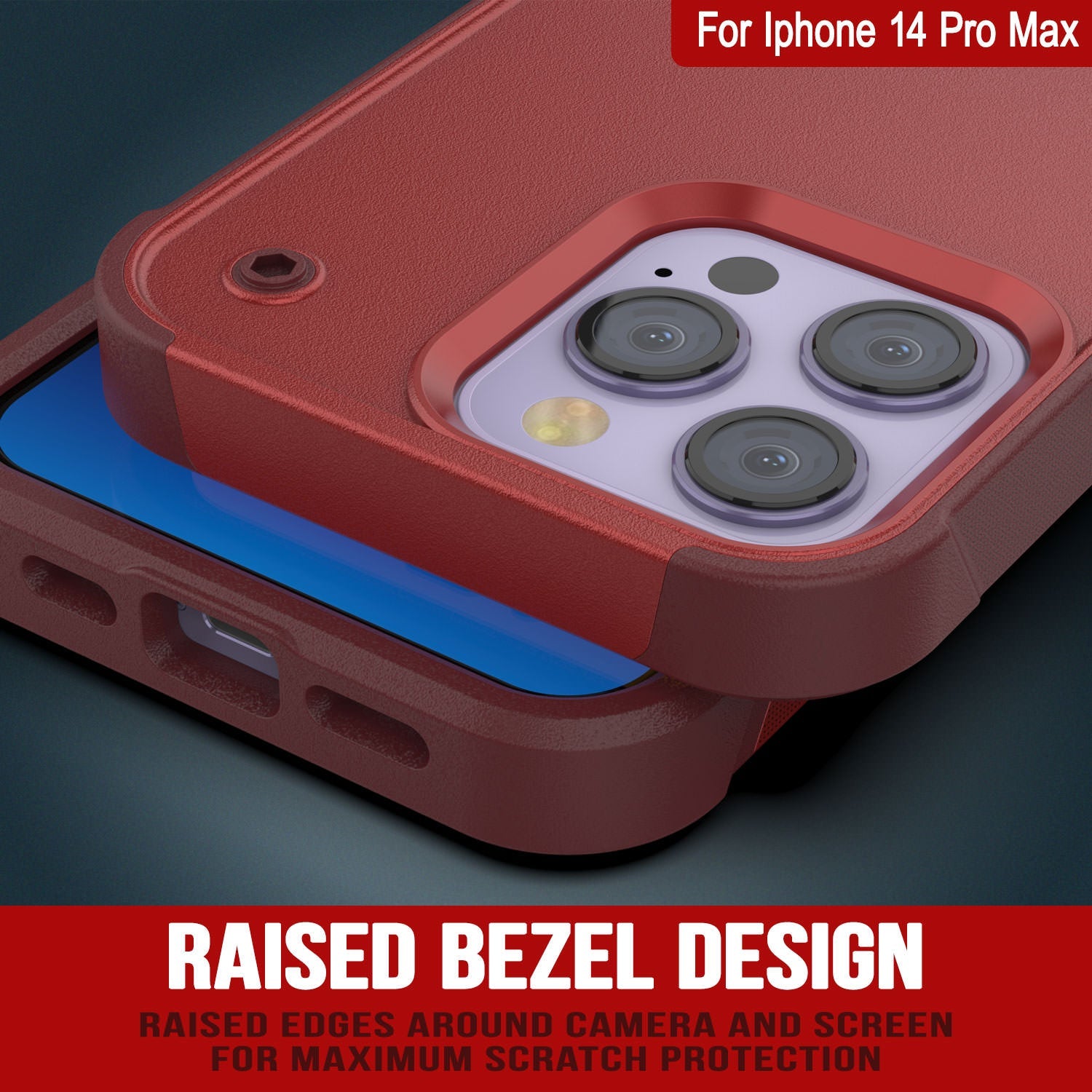 Punkcase iPhone 15 Pro Max Case [Reliance Series] Protective Hybrid Military Grade Cover W/Built-in Kickstand [Red-Rose]