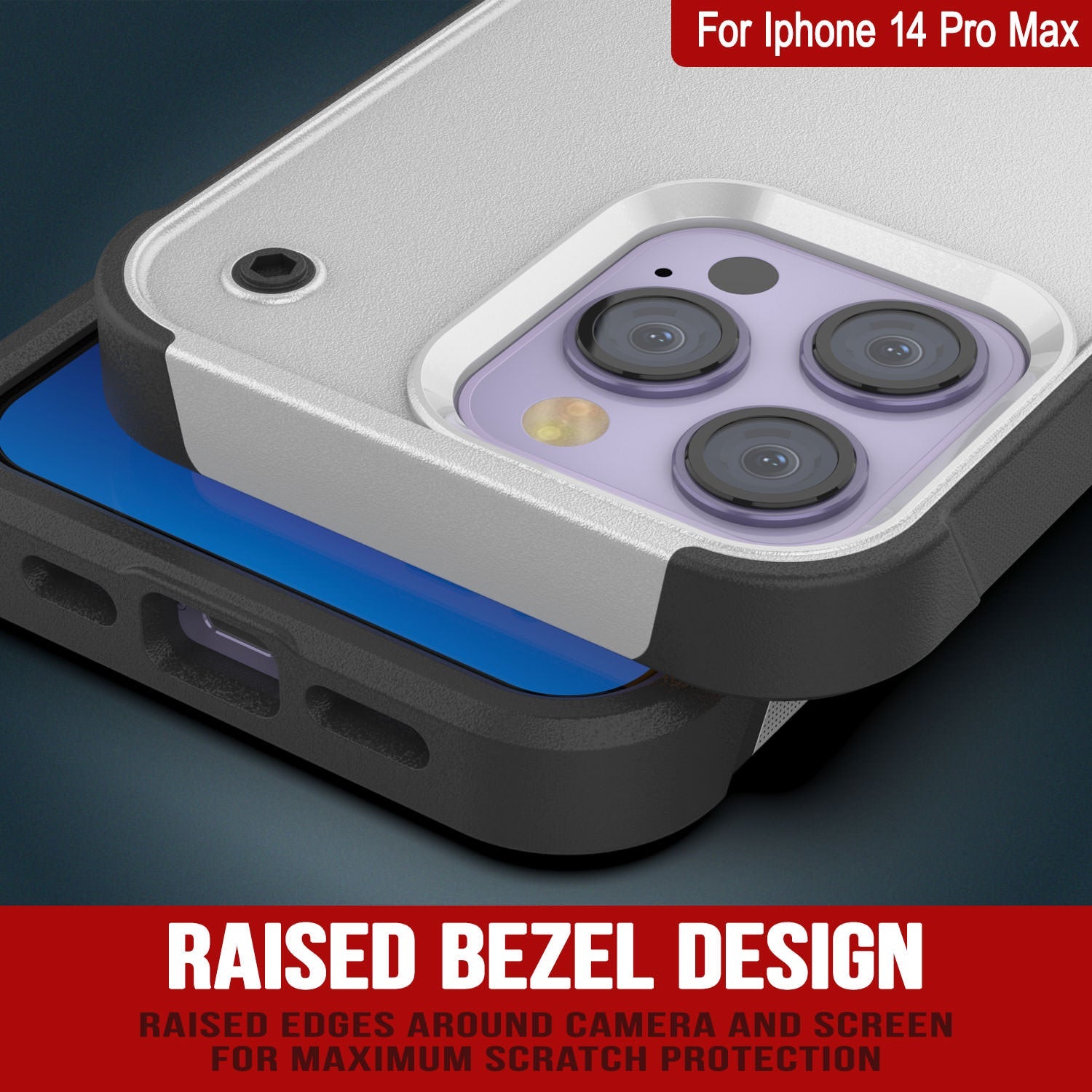 Punkcase iPhone 15 Pro Max Case [Reliance Series] Protective Hybrid Military Grade Cover W/Built-in Kickstand [White-Black]