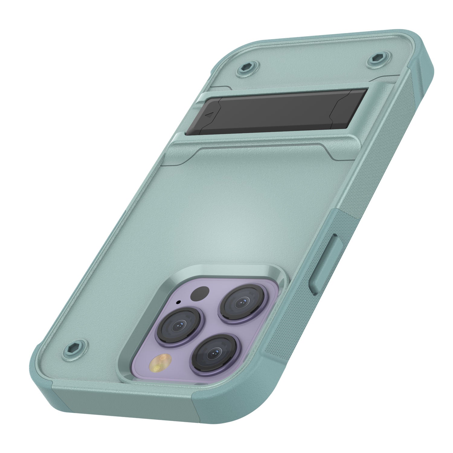 Punkcase iPhone 15 Pro Max Case [Reliance Series] Protective Hybrid Military Grade Cover W/Built-in Kickstand [Green]