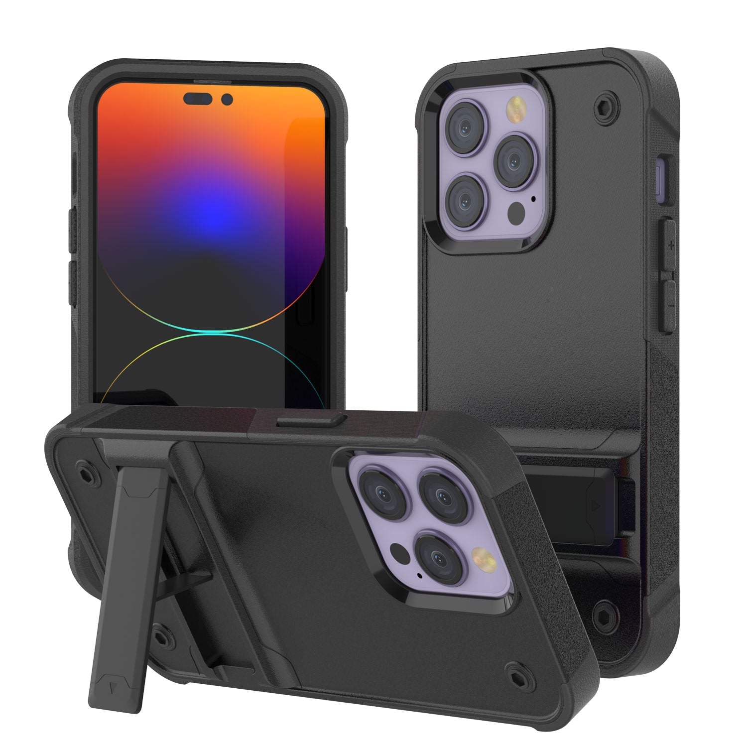 Punkcase iPhone 15 Pro Max Case [Reliance Series] Protective Hybrid Military Grade Cover W/Built-in Kickstand [Pink]