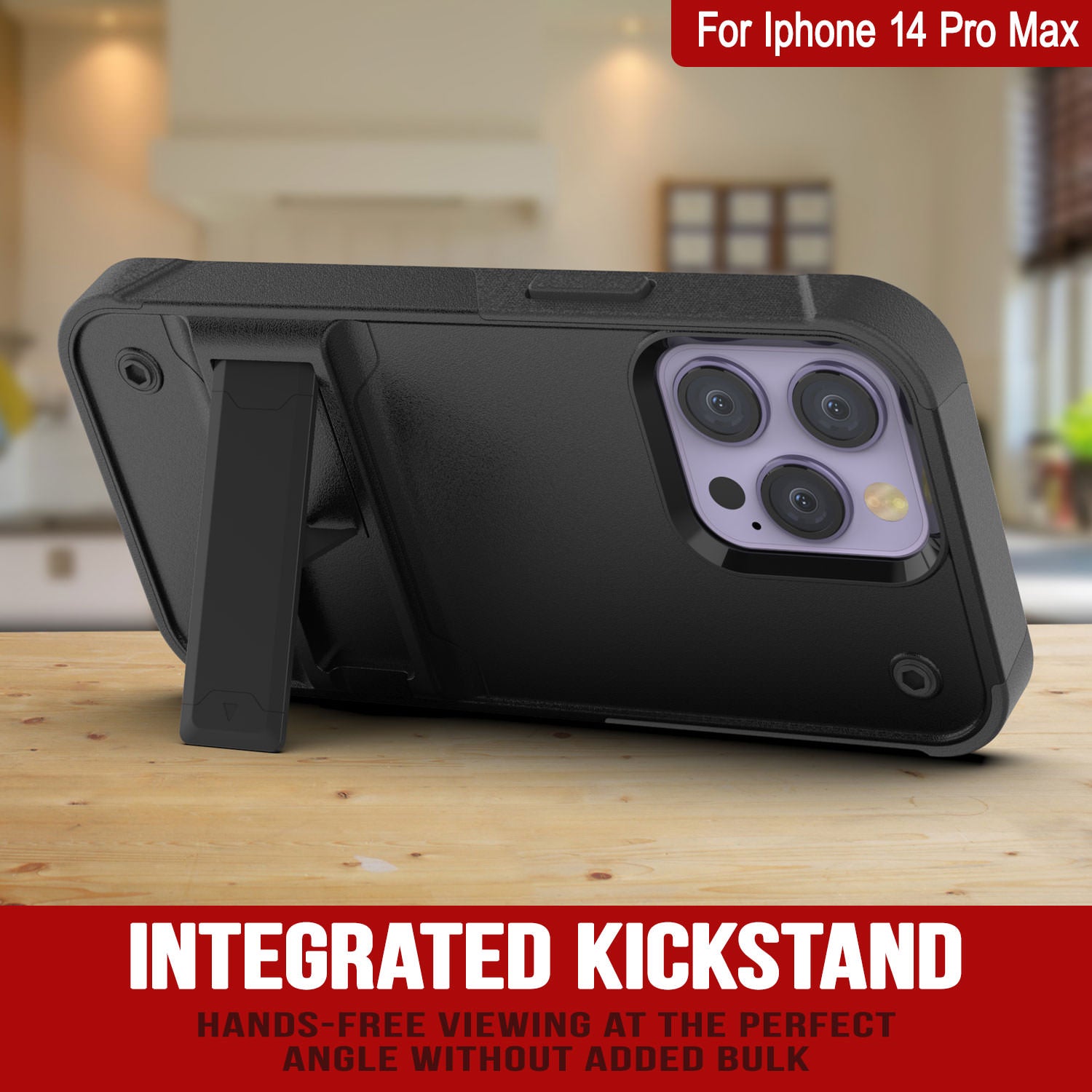 Punkcase iPhone 15 Pro Max Case [Reliance Series] Protective Hybrid Military Grade Cover W/Built-in Kickstand [Yellow]