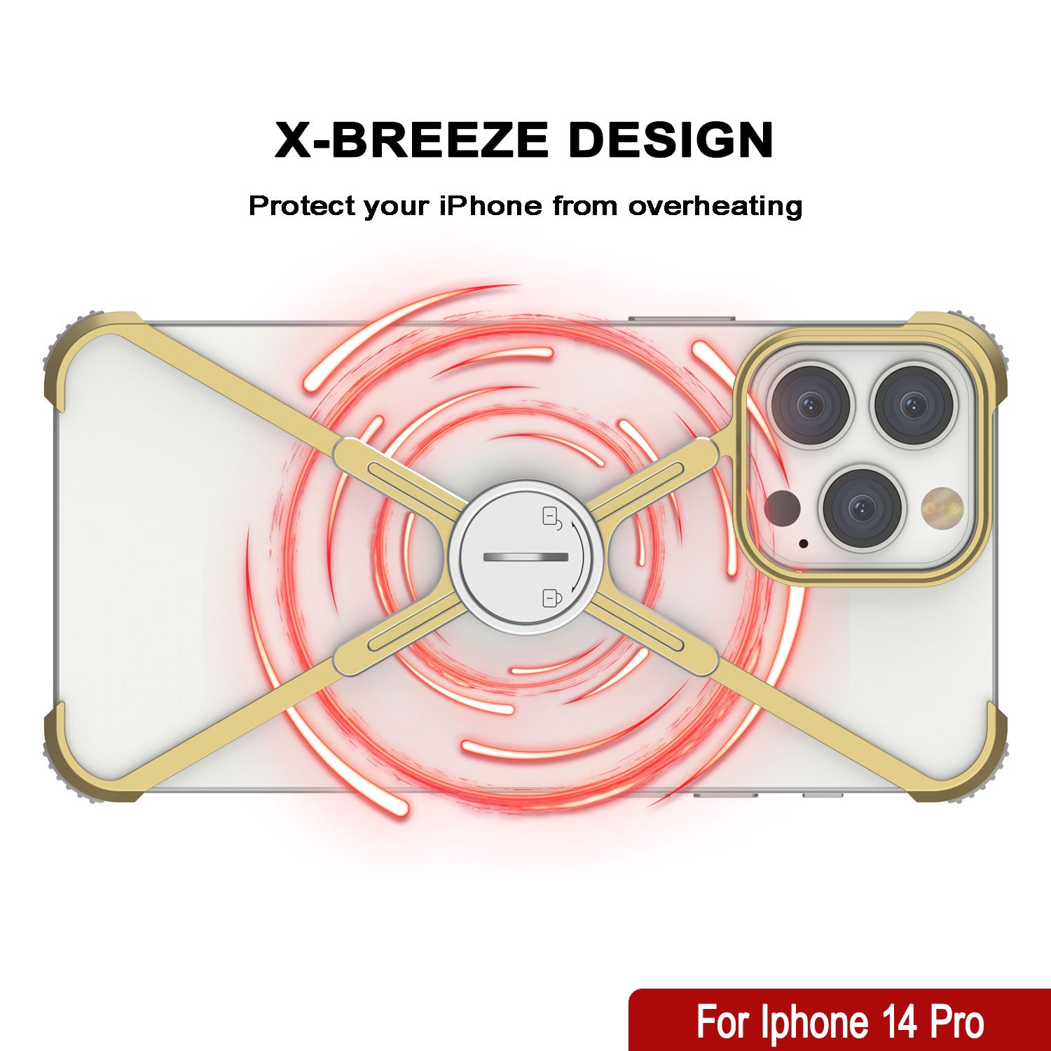 Punkcase iPhone 14 Pro Bumper Case [Backbone Series] Ultra Slim Minimalist Aluminum Metal X-Frame Cover for iPhone 14 Pro (2022) (6.1") [Gold]