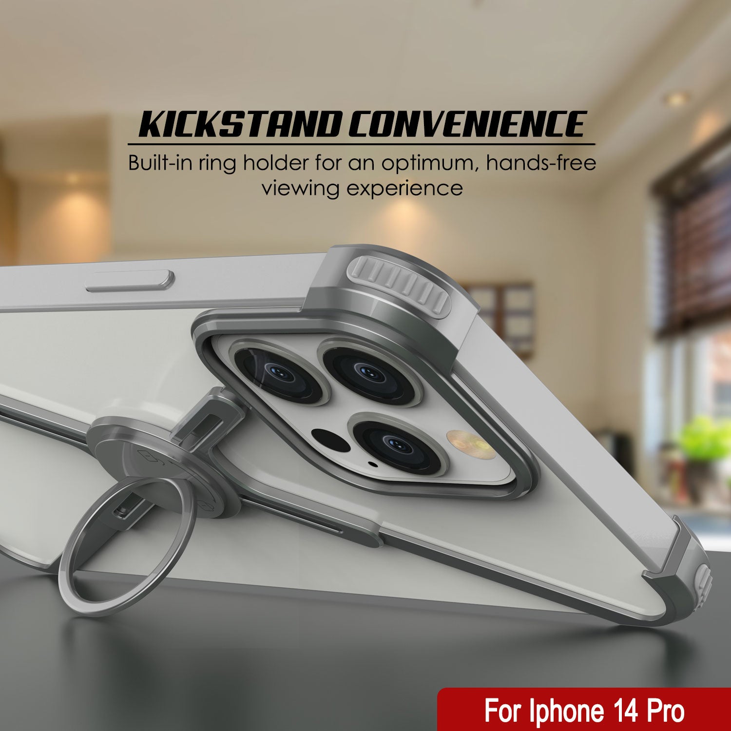 Punkcase iPhone 14 Pro Bumper Case [Backbone Series] Ultra Slim Minimalist Aluminum Metal X-Frame Cover for iPhone 14 Pro (2022) (6.1") [Silver]