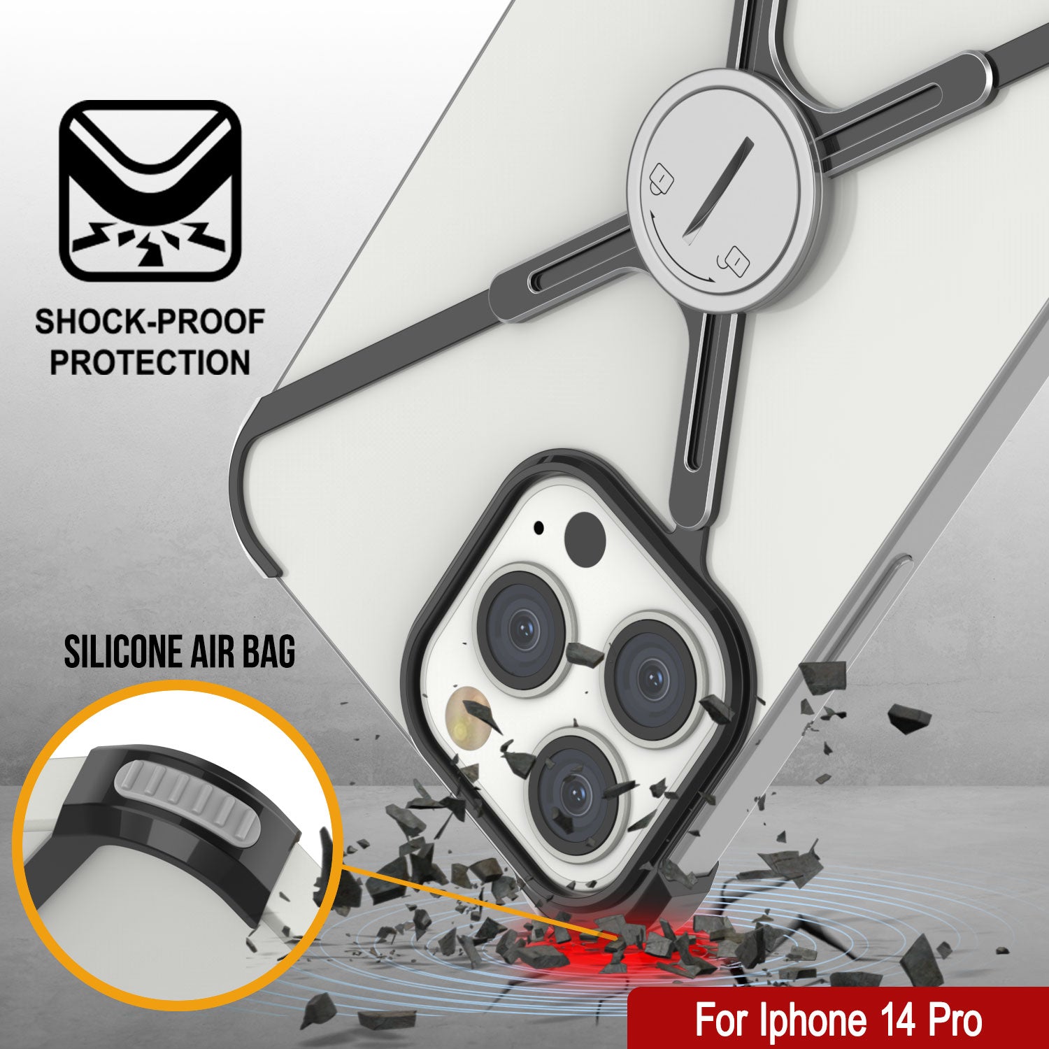 Punkcase iPhone 14 Pro Bumper Case [Backbone Series] Ultra Slim Minimalist Aluminum Metal X-Frame Cover for iPhone 14 Pro (2022) (6.1") [Black]