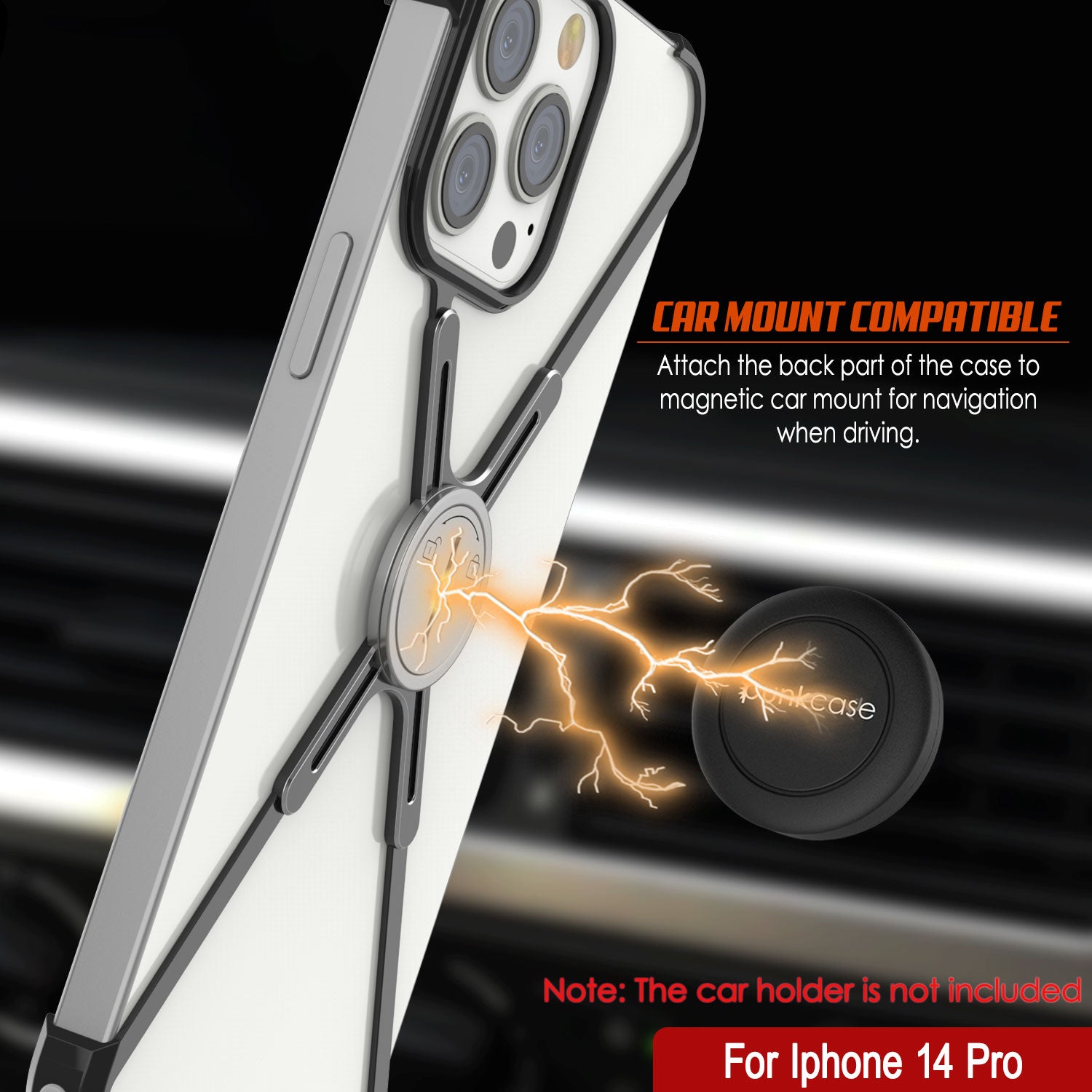 Punkcase iPhone 14 Pro Bumper Case [Backbone Series] Ultra Slim Minimalist Aluminum Metal X-Frame Cover for iPhone 14 Pro (2022) (6.1") [Black]